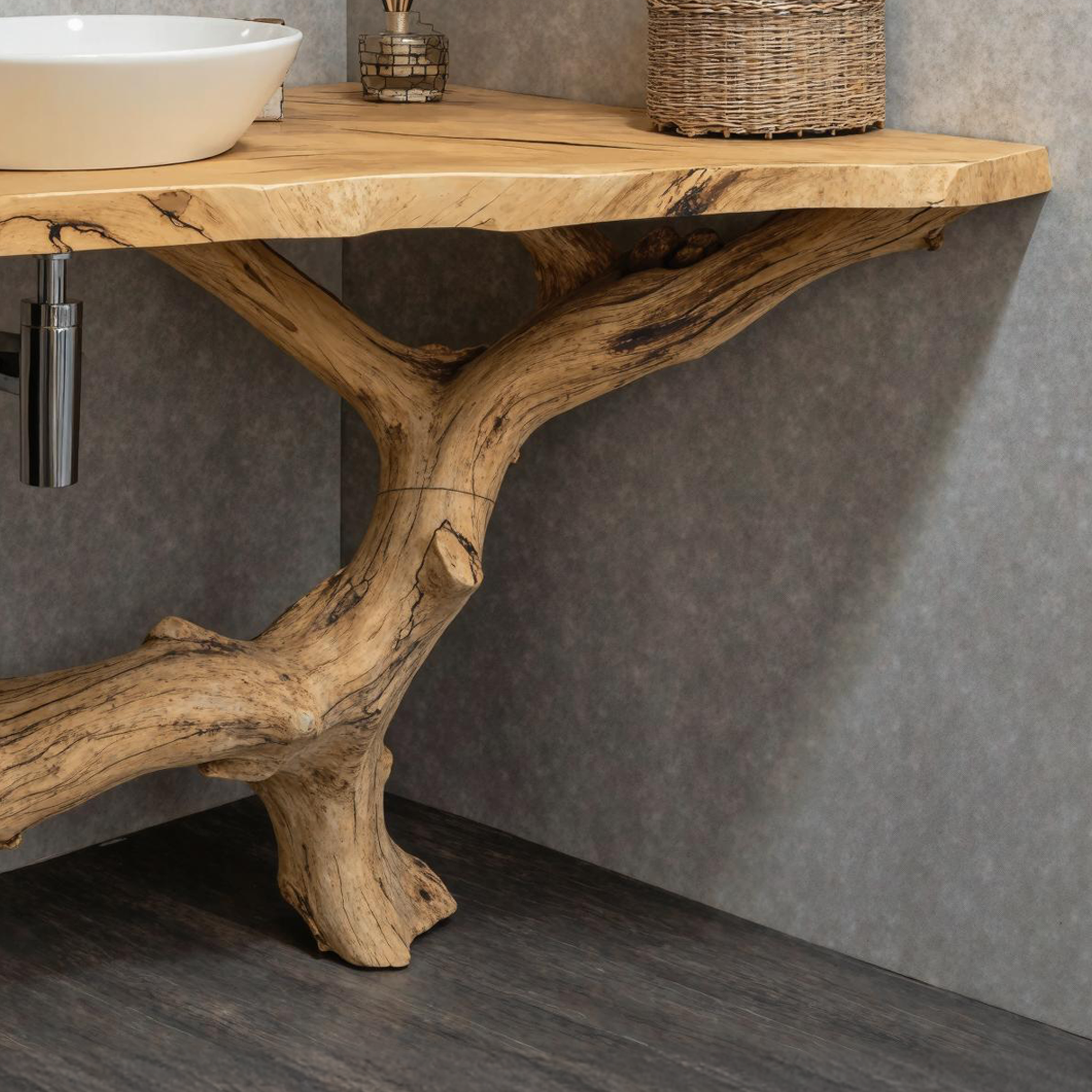 Natural Wood Live Edge Bathroom Vanity For Master Bathrooms SILDTBRV159