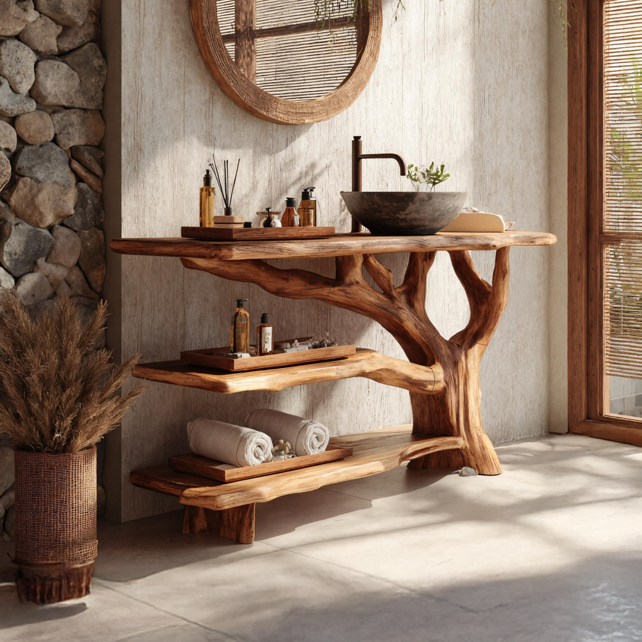 Modern Solid Wood Vanity Furniture Decor For Sleek Bathroom Design SILDTTNBRV020