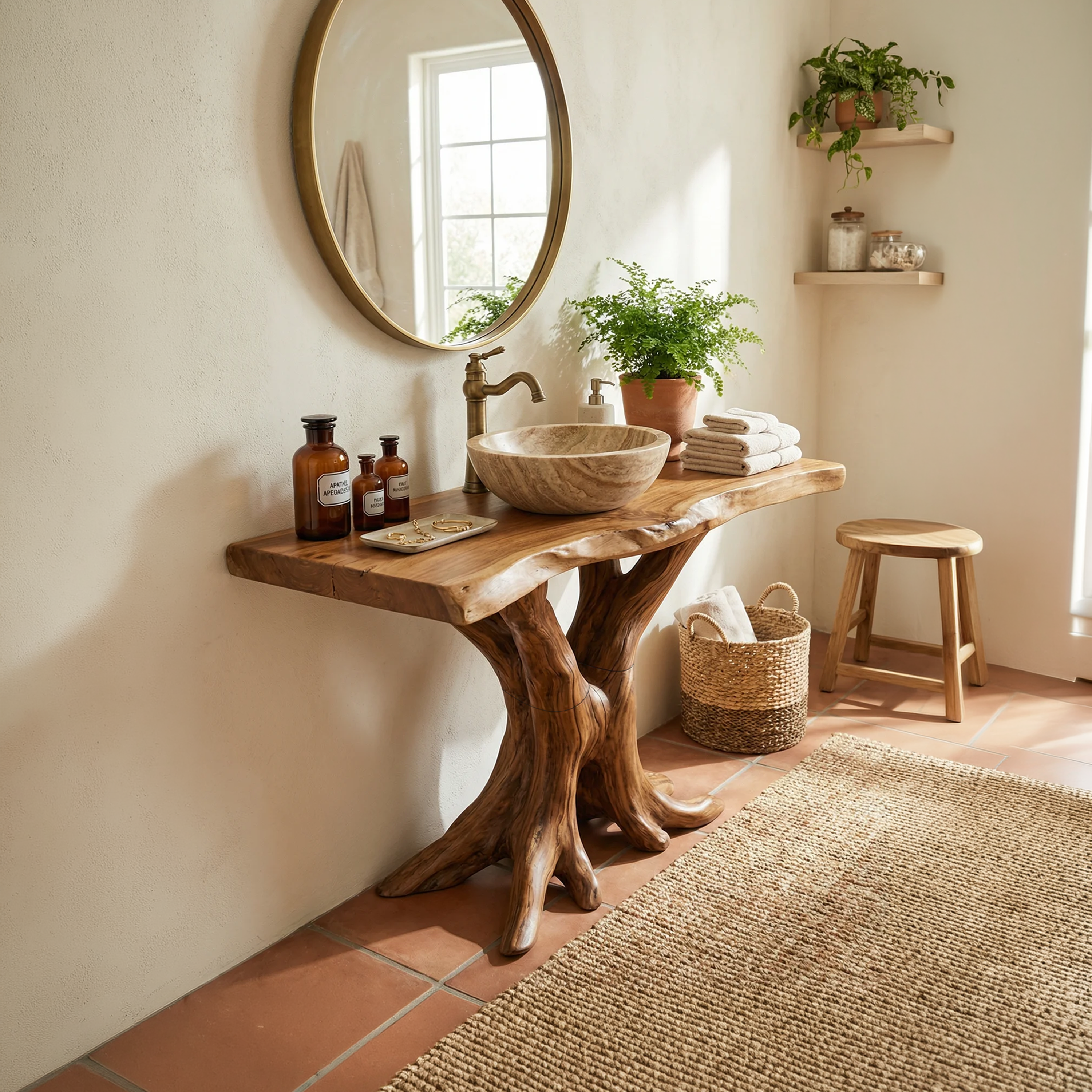 Modern Live Edge Bathroom Vanity Handmade Wood For Bathroom Decor SILDTTRBRV125