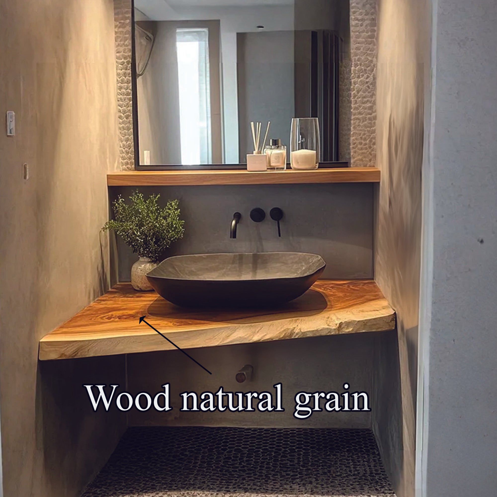 Rustic Wood Bathroom Shelf Handmade Floating Shelf Wall Mounted SINLBRV040