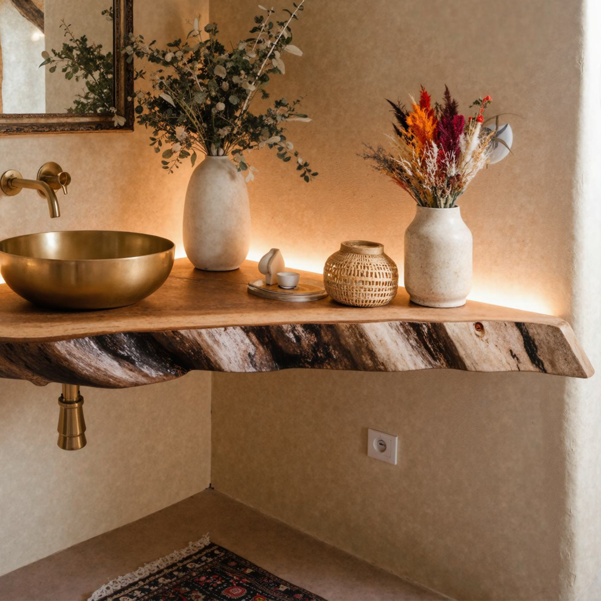 Wooden Corner Bathroom Floating Shelf SILDTBRV077