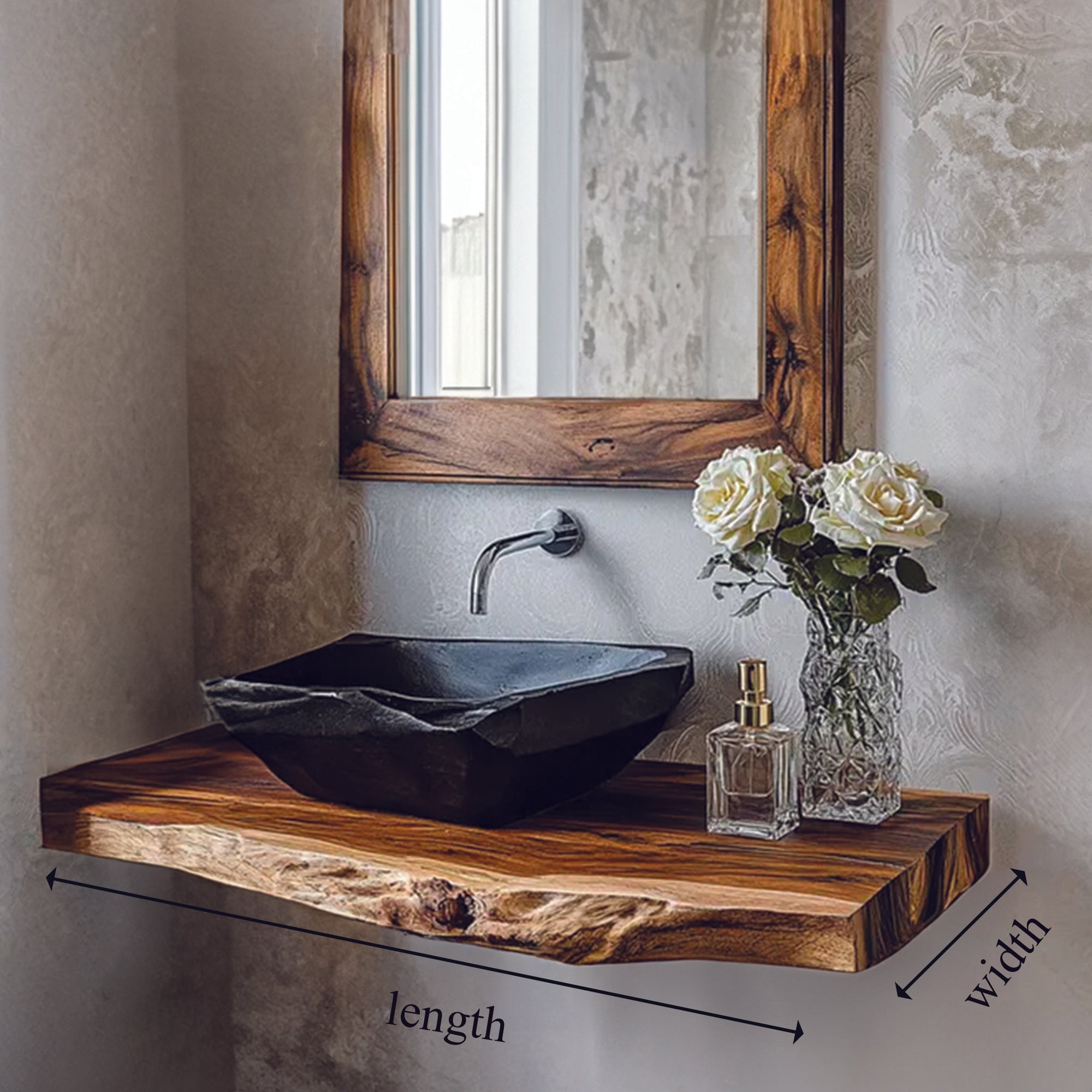 Solid Wood Bathroom Shelf Custom Floating Shelf Wall Mounted SINLBRV039