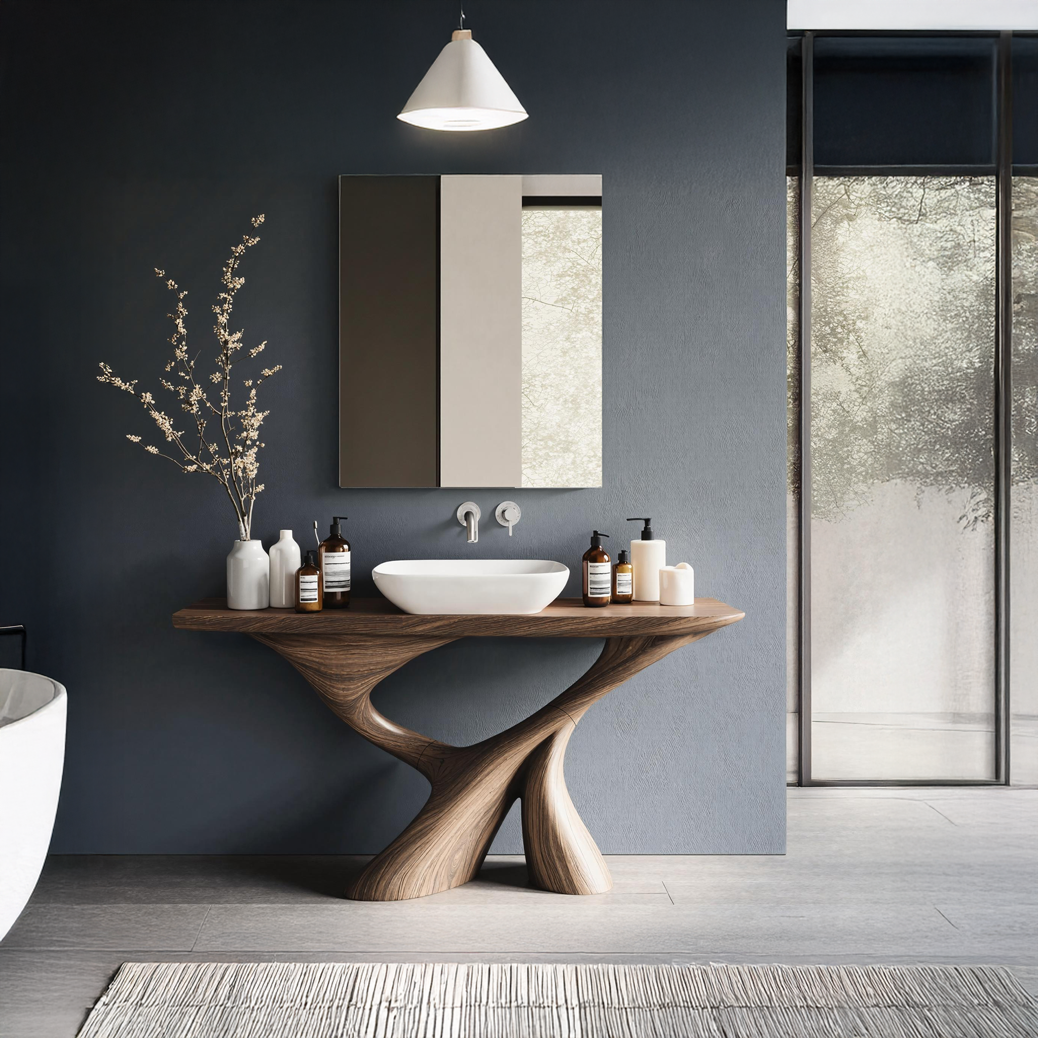 Mid Century Live Edge Bathroom Vanity For Decor SILDTTNBRV008