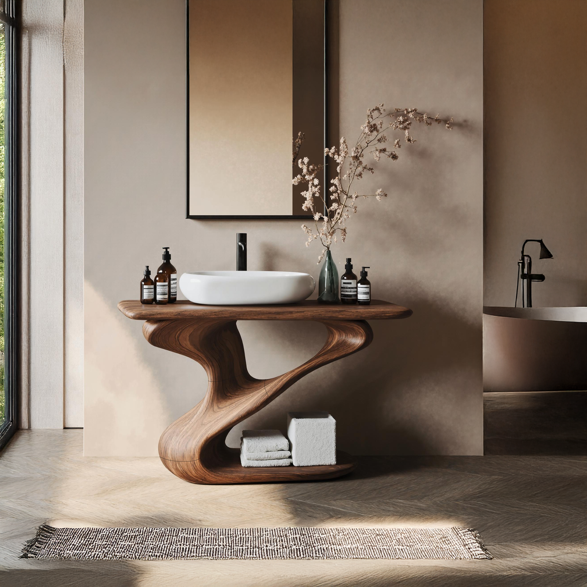 Rustic Live Edge Vanity For Organic Bathroom Feel SILDTTNBRV005