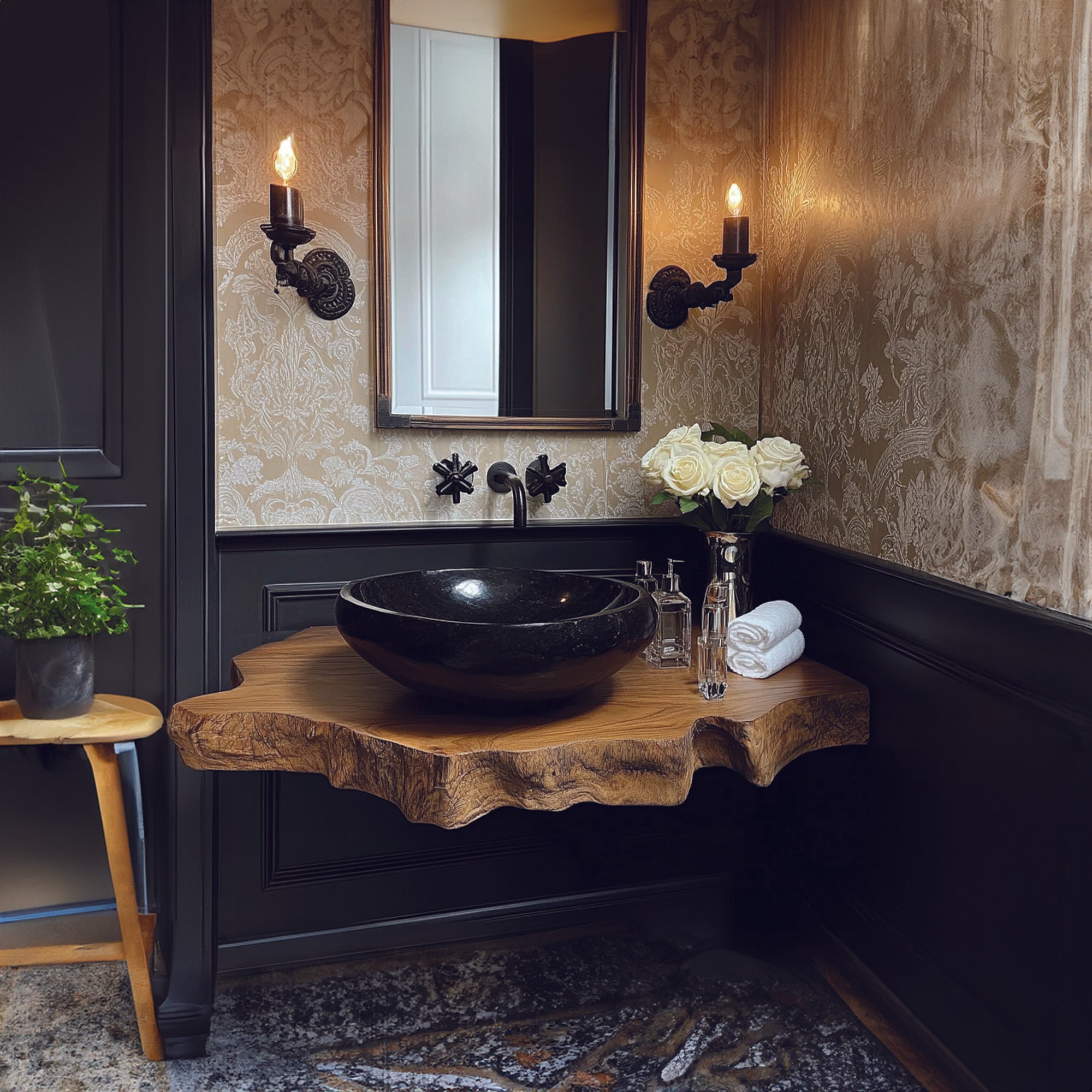 Rustic Shelf Sink Storage Powder Room SINLBRV053