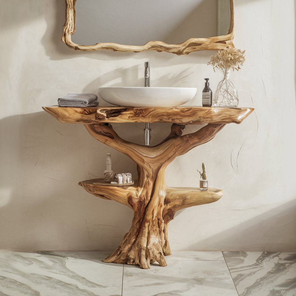 Handcrafted Wood Vanity Bathroom SILDTBRV007