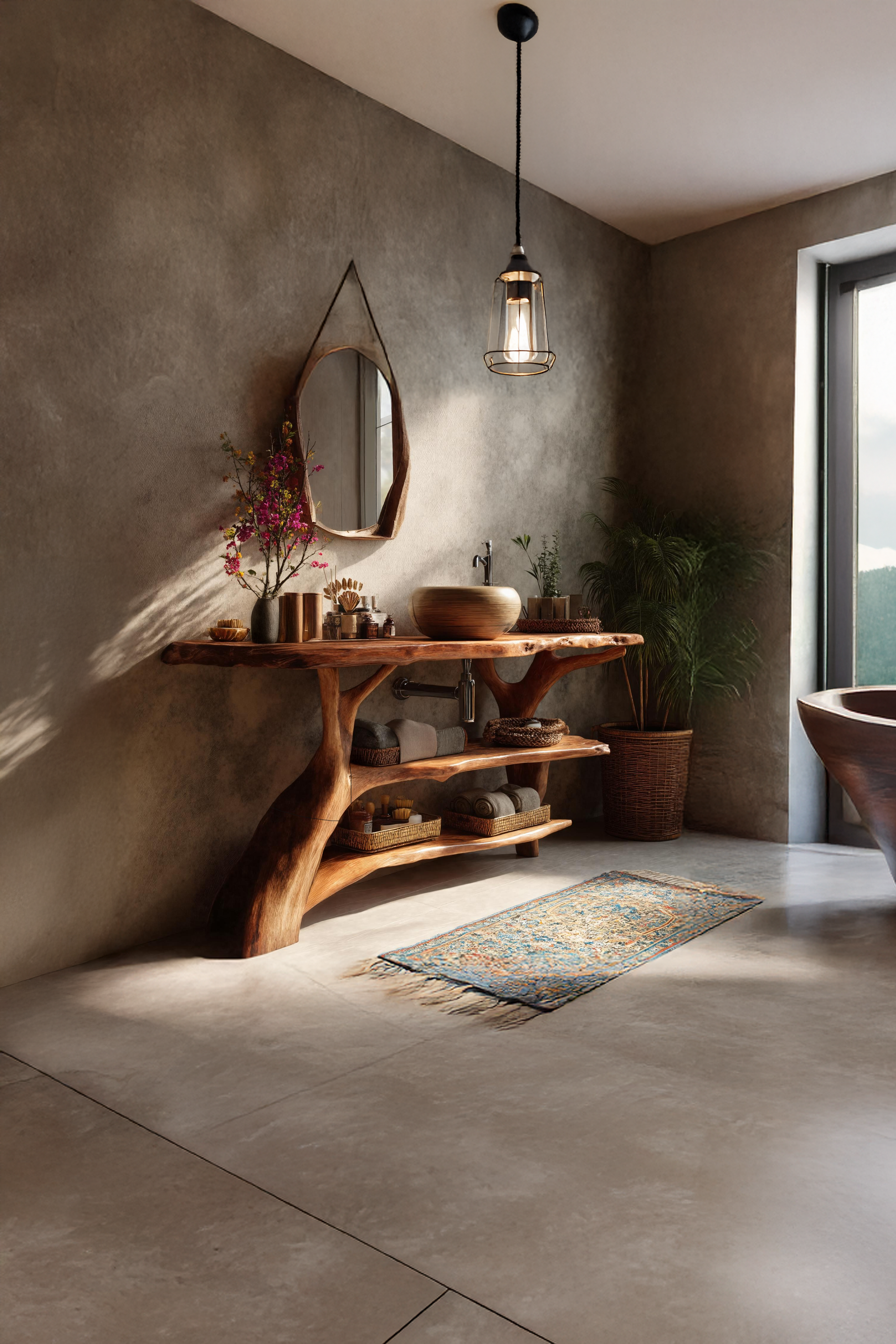 Farmhouse Solid Wood Bathroom Vanity For Cozy Bathroom Design Interior SILDTTRBRV075