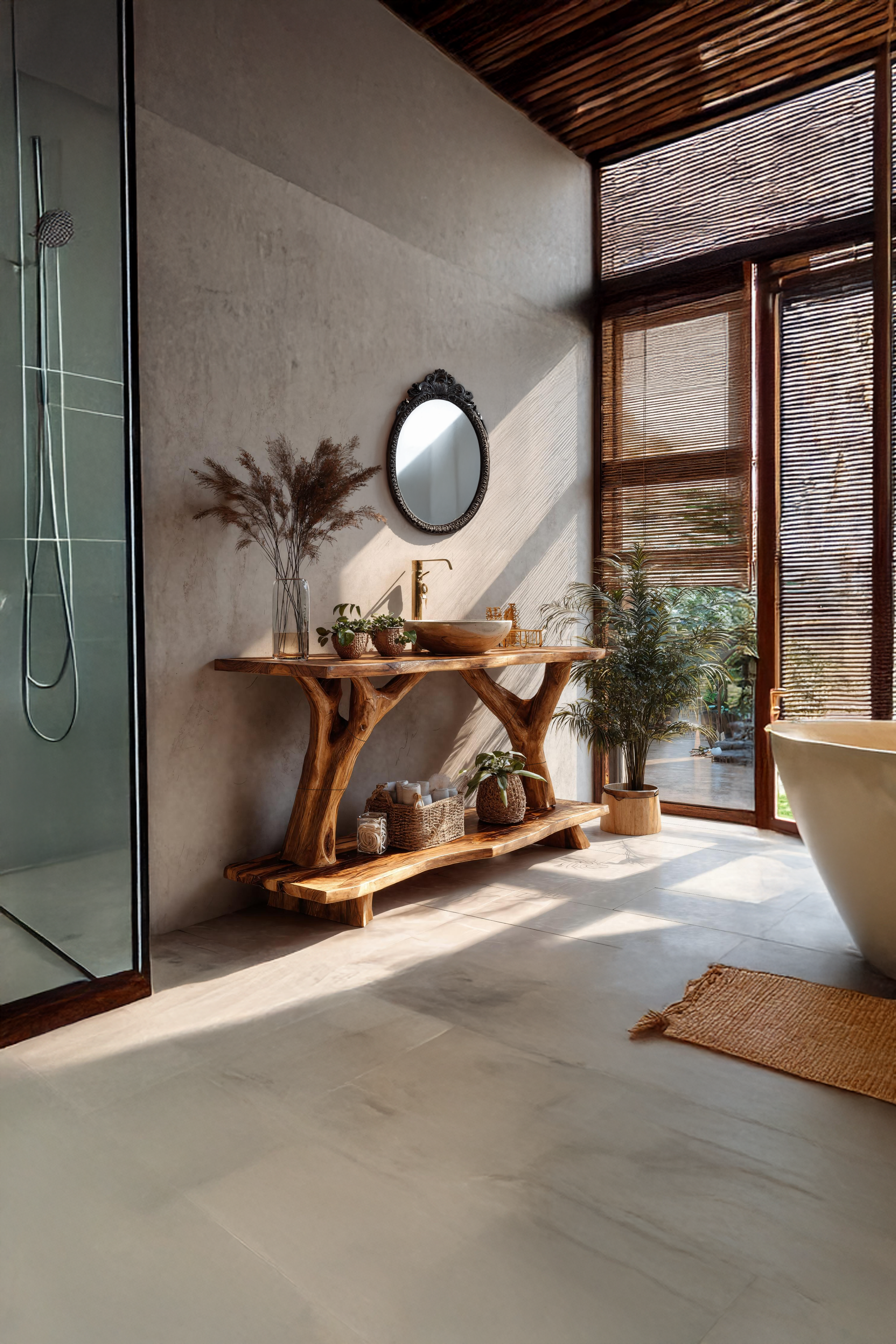 Farmhouse Wooden Live Edge Bathroom Vanity For Country Bathroom Interior SILDTTRBRV091