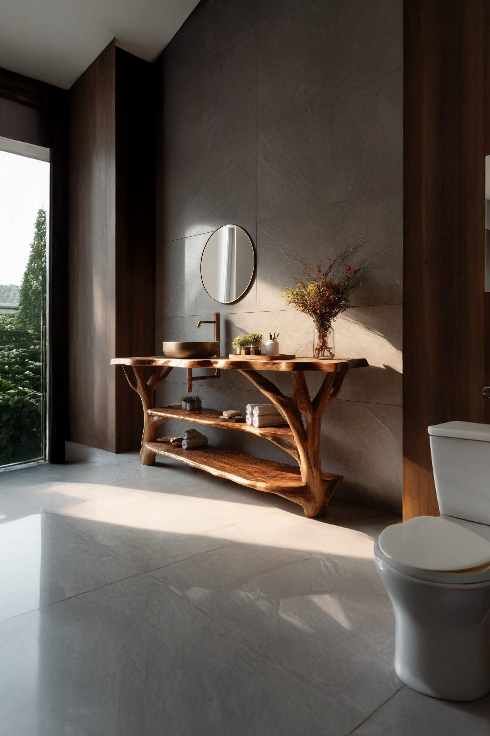 Farmhouse Wooden Live Edge Bathroom Vanity For Farmhouse Home Bathroom SILDTTRBRV067