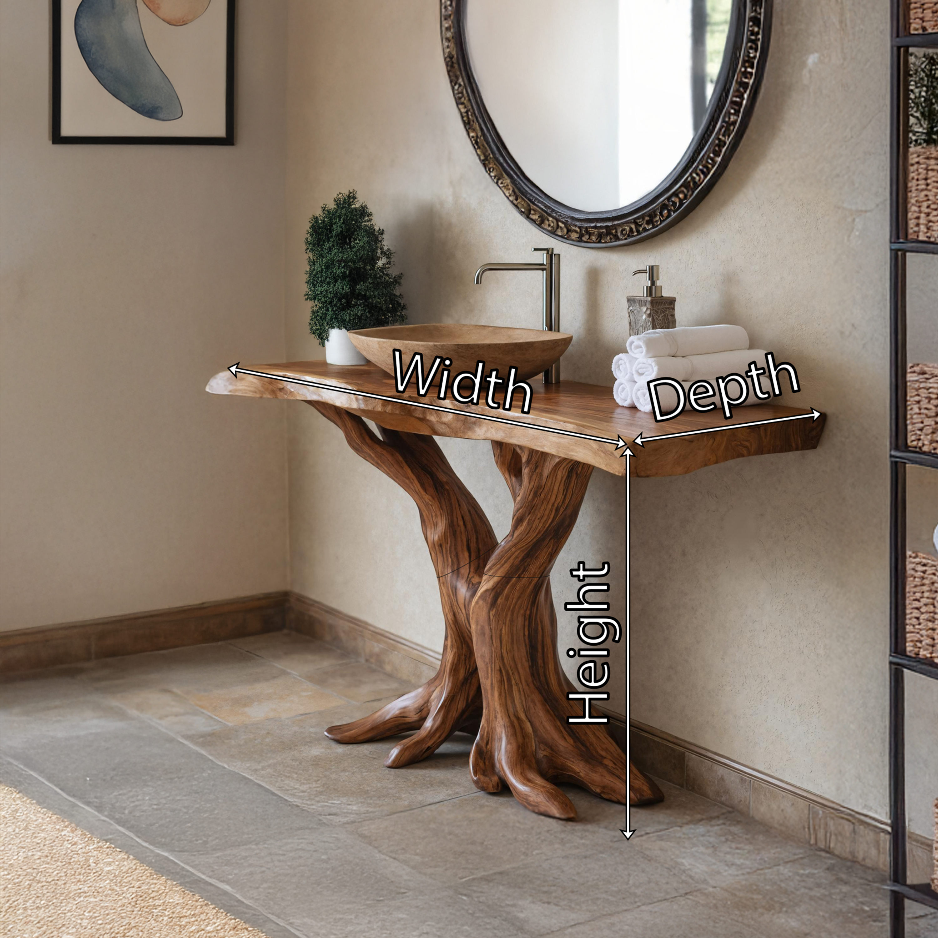 Modern Live Edge Bathroom Vanity Handmade Wood For Bathroom Decor SILDTTRBRV125