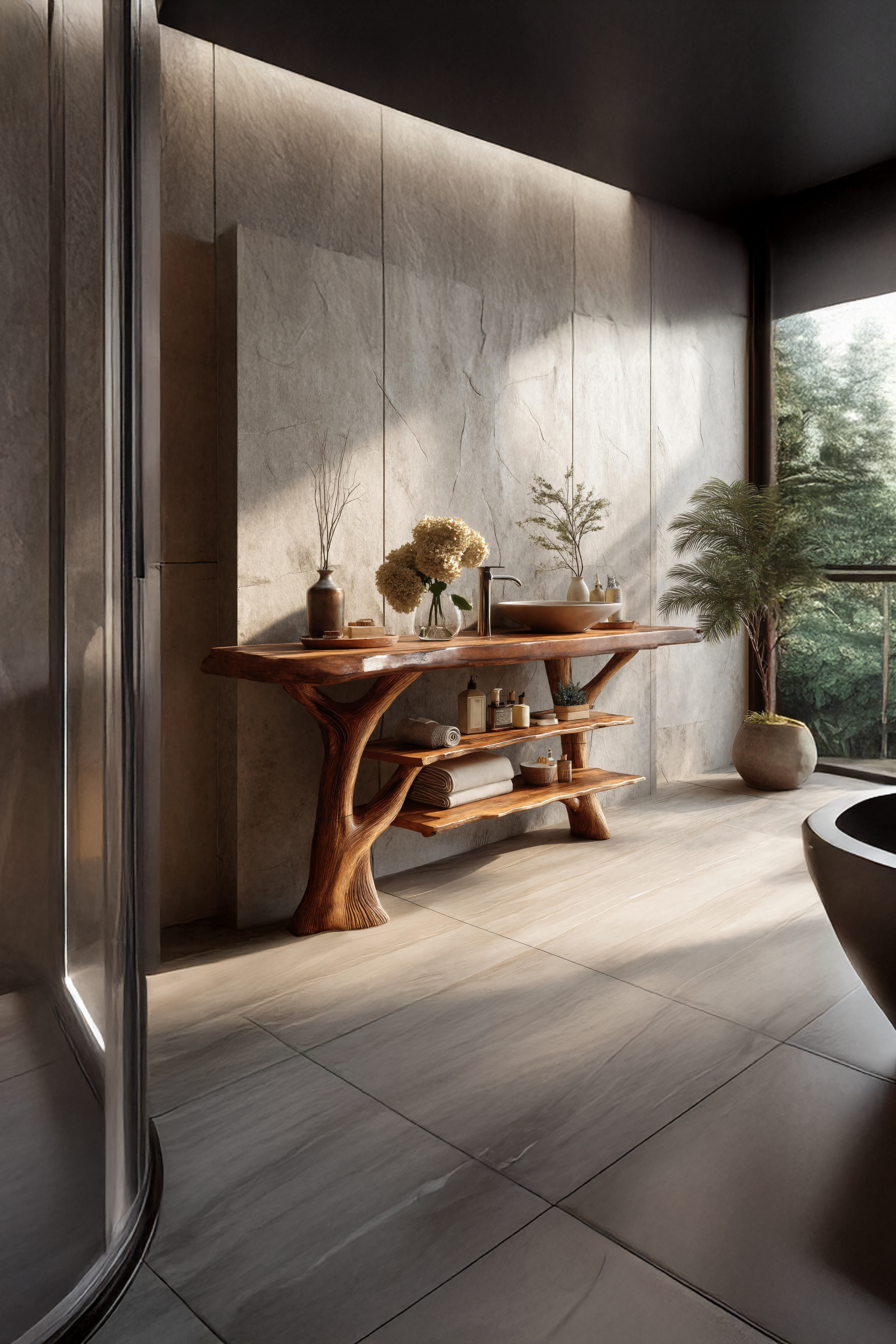 Farmhouse Live Edge Tree Trunk Vanity For Vintage Bathroom Home Decor SILDTTRBRV063