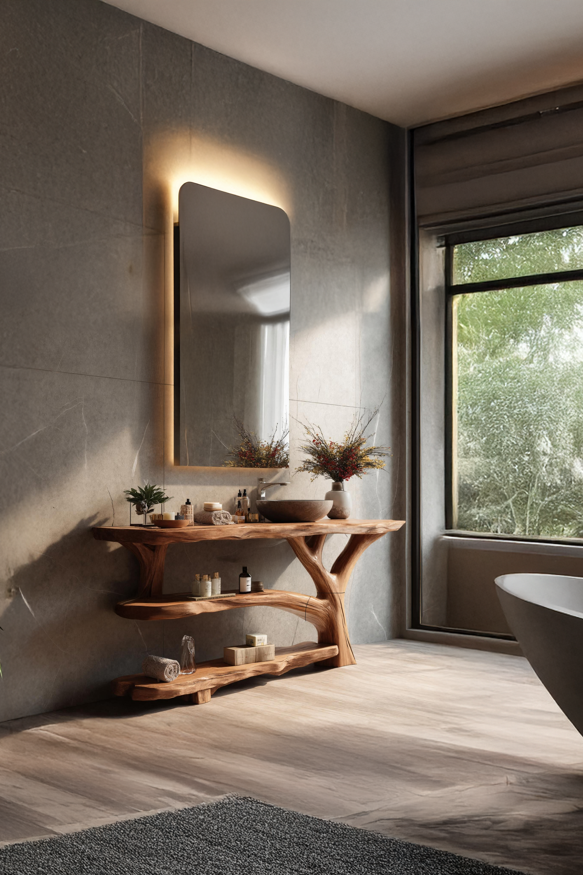 Handcrafted Live Edge Tree Trunk Vanity For Stylish Bathroom Home Furniture SILDTTRBRV065