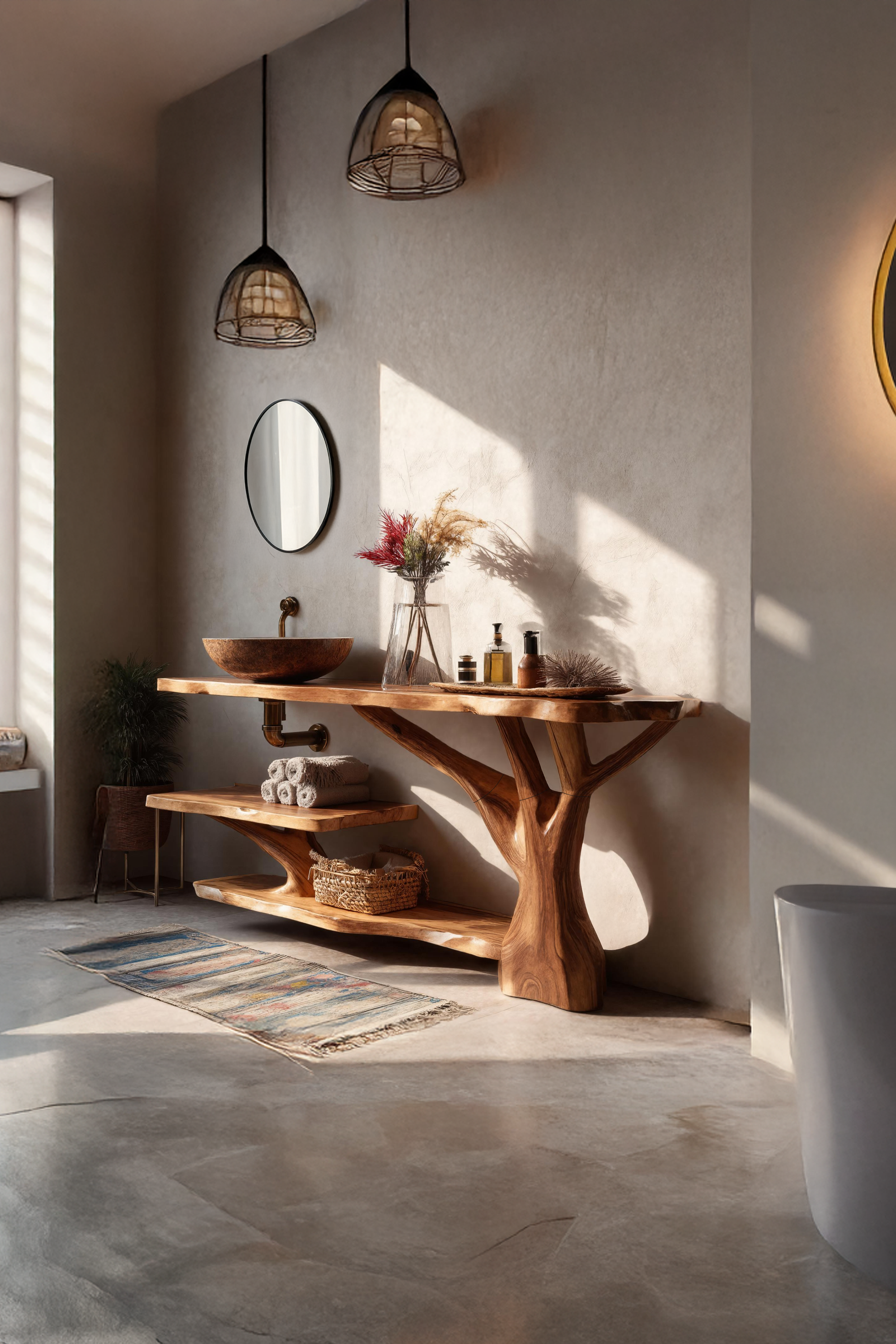 Farmhouse Solid Wood Bathroom Vanity For Rustic Furniture Decoration SILDTTRBRV071