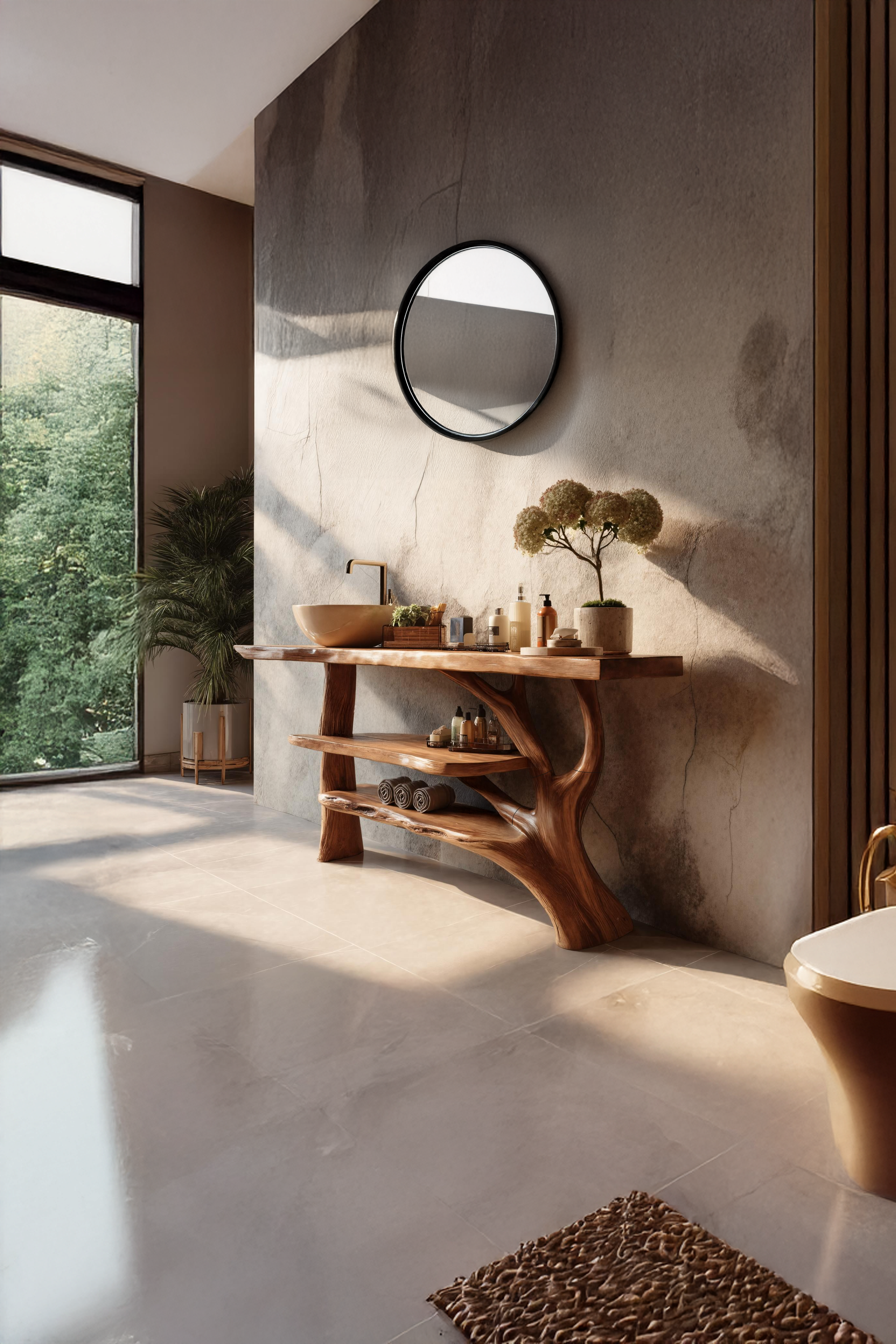 Farmhouse Wooden Live Edge Bathroom Vanity For Rustic Bathroom Decor SILDTTRBRV059