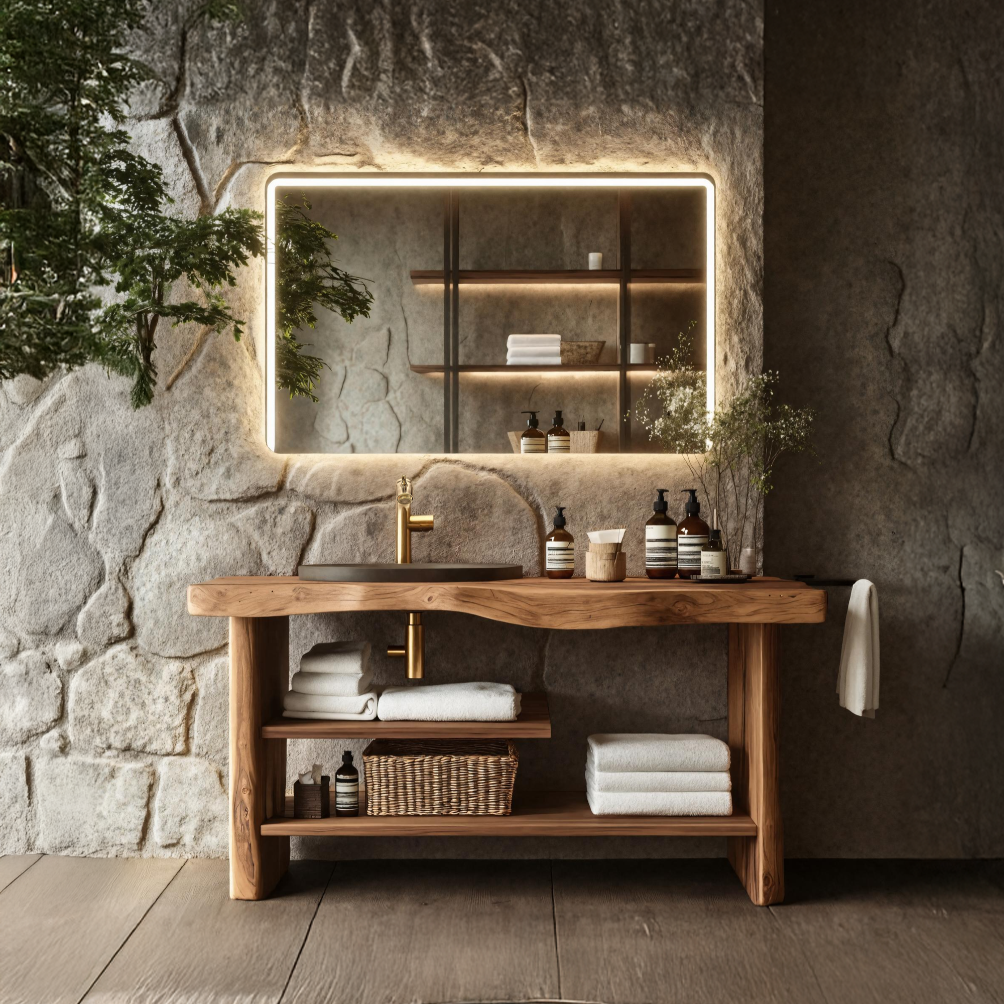 Handcrafted Wooden Storage Vanity For Bathroom Decor SILDTTRBRV055