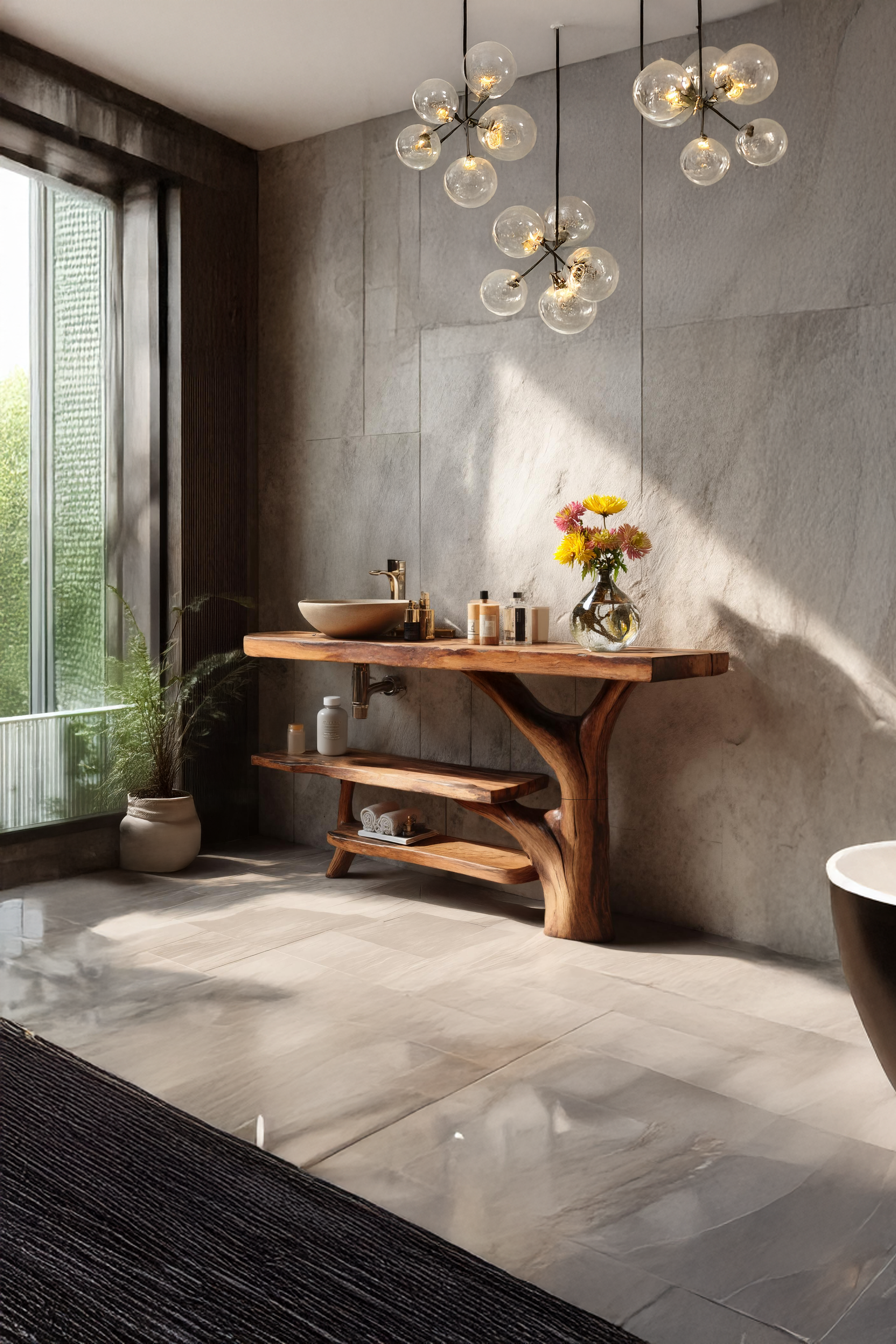 Handcrafted Solid Wood Bathroom Vanity For Elegant Furniture Home Design SILDTTRBRV061