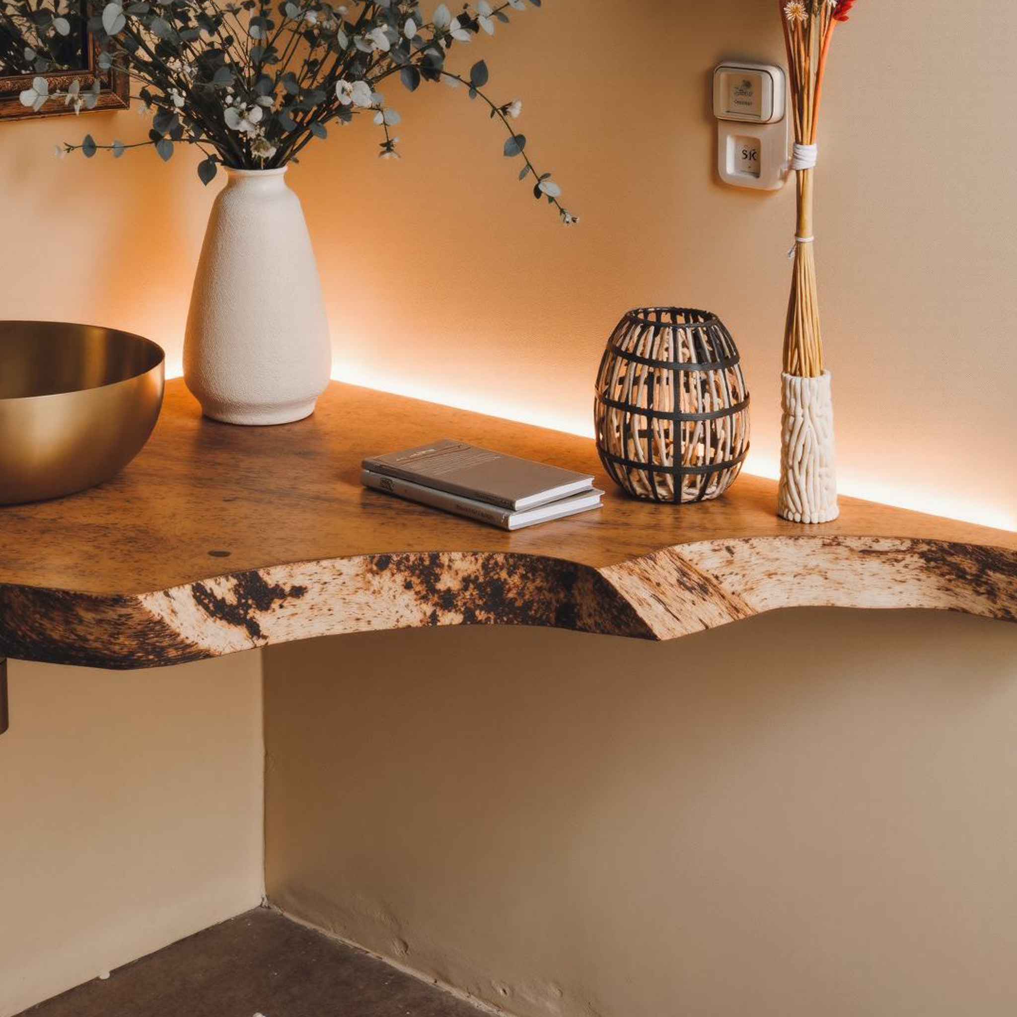 Live Edge Corner Bathroom Vanity Shelf Wall SILDTBRV072