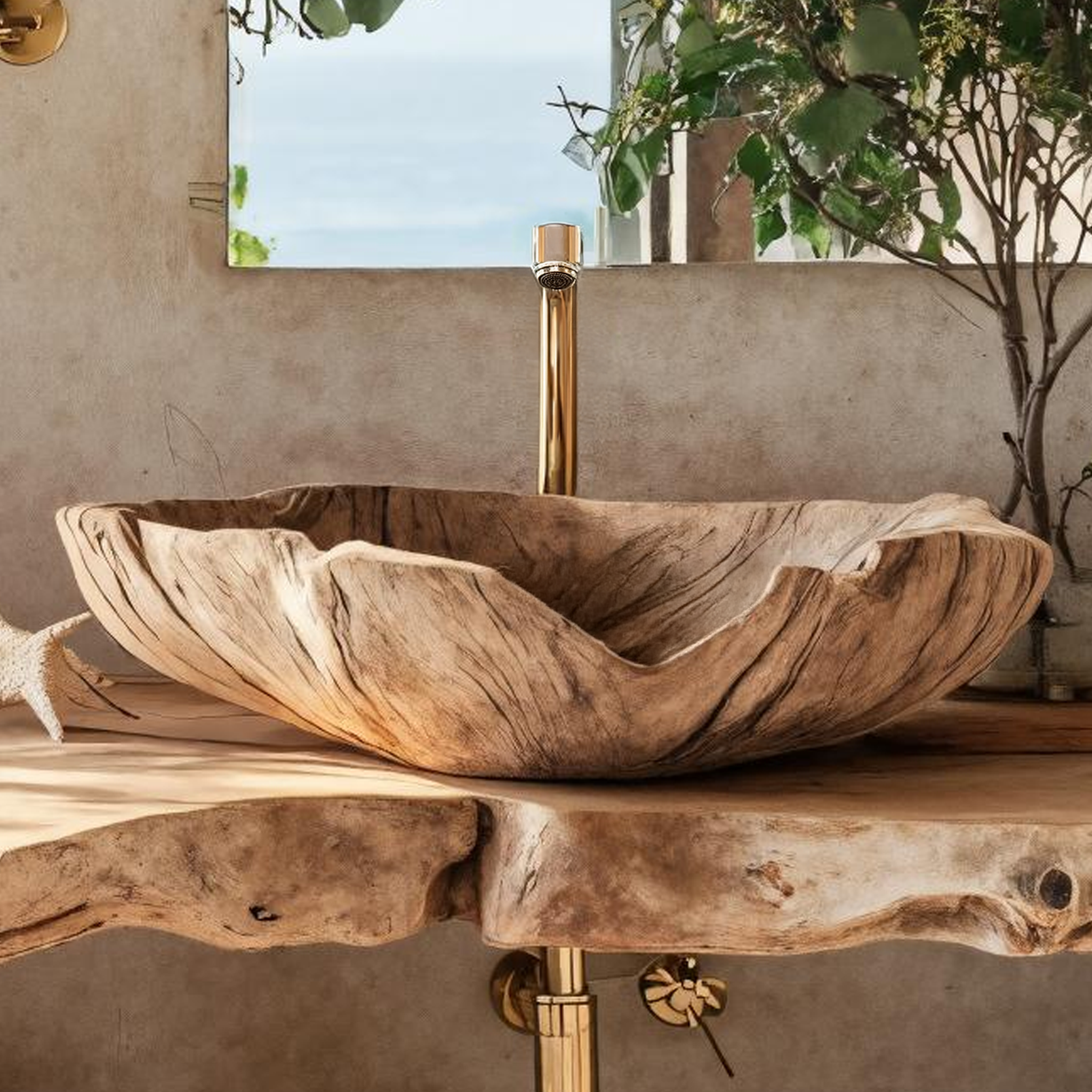 Farmhouse Handcrafted Wooden Vessel Sink For Bathroom SILDTTRVS008