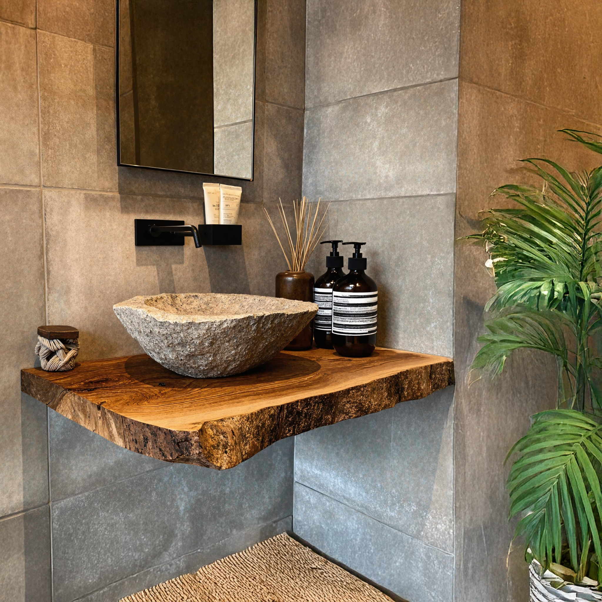 Wooden Floating Vanity Shelf For Bathroom Storage And Display SILDTBRV184