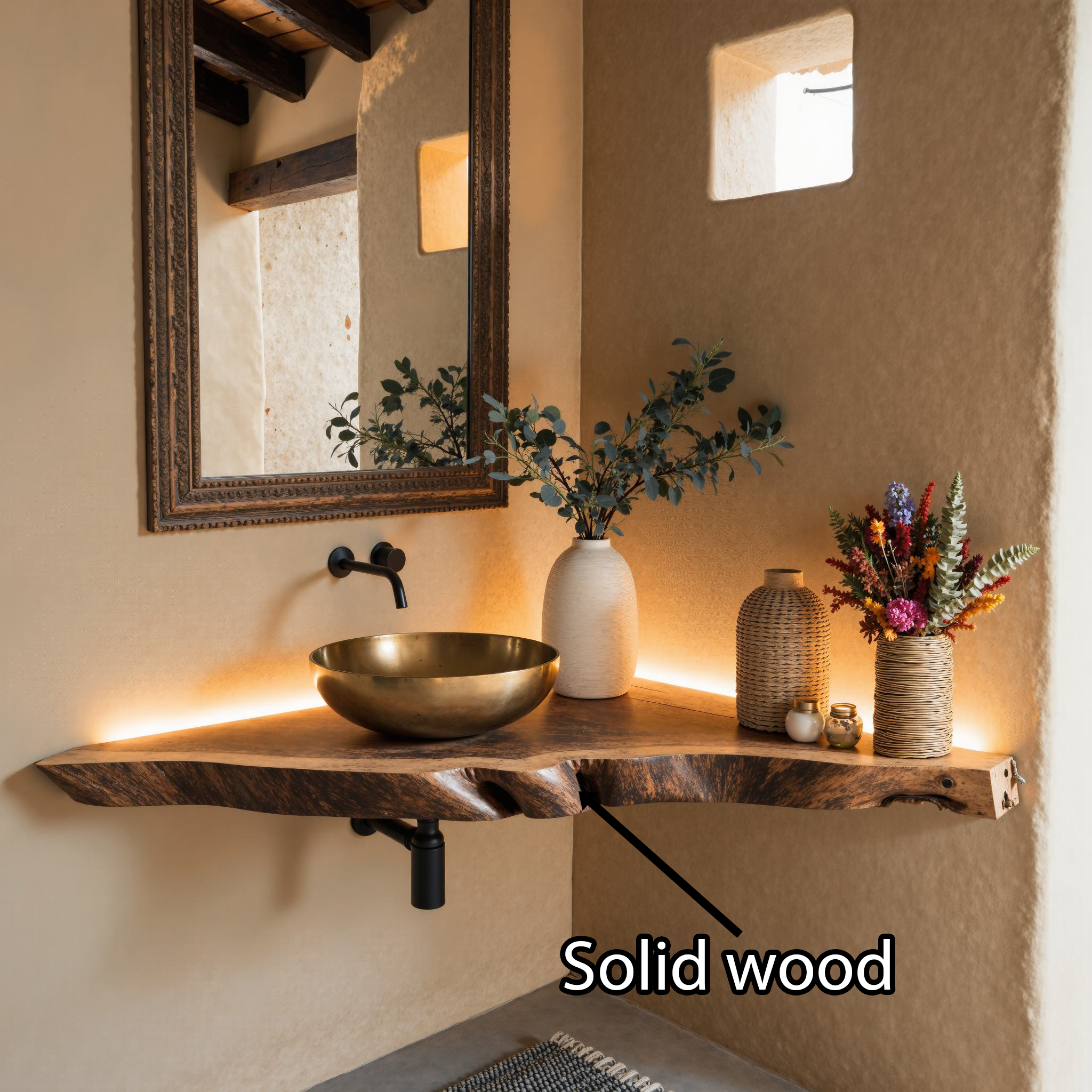 Rustic Floating Corner Bathroom Vanity Shelf SILDTBRV068