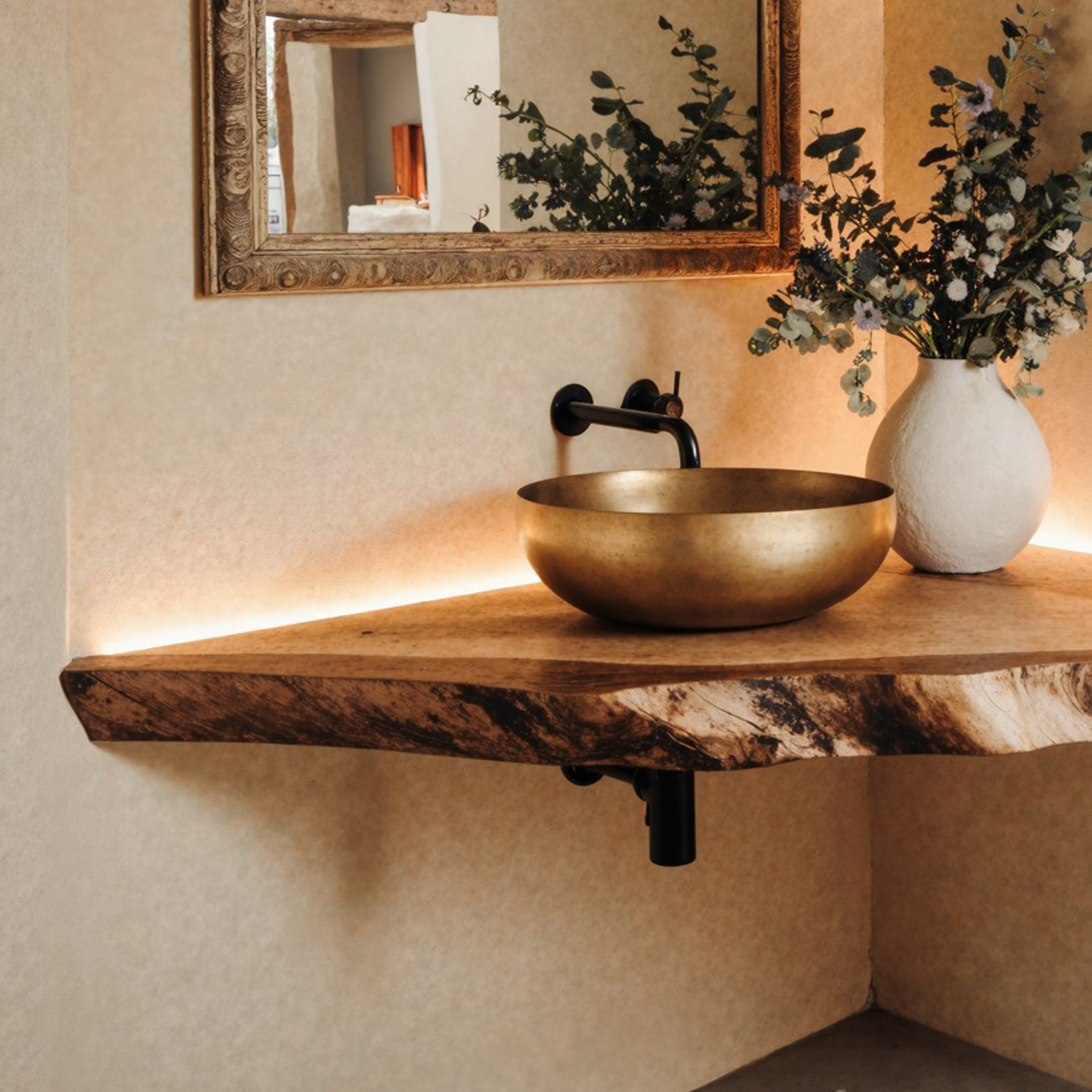 Wooden Corner Bathroom Vanity Floating Shelf SILDTBRV078