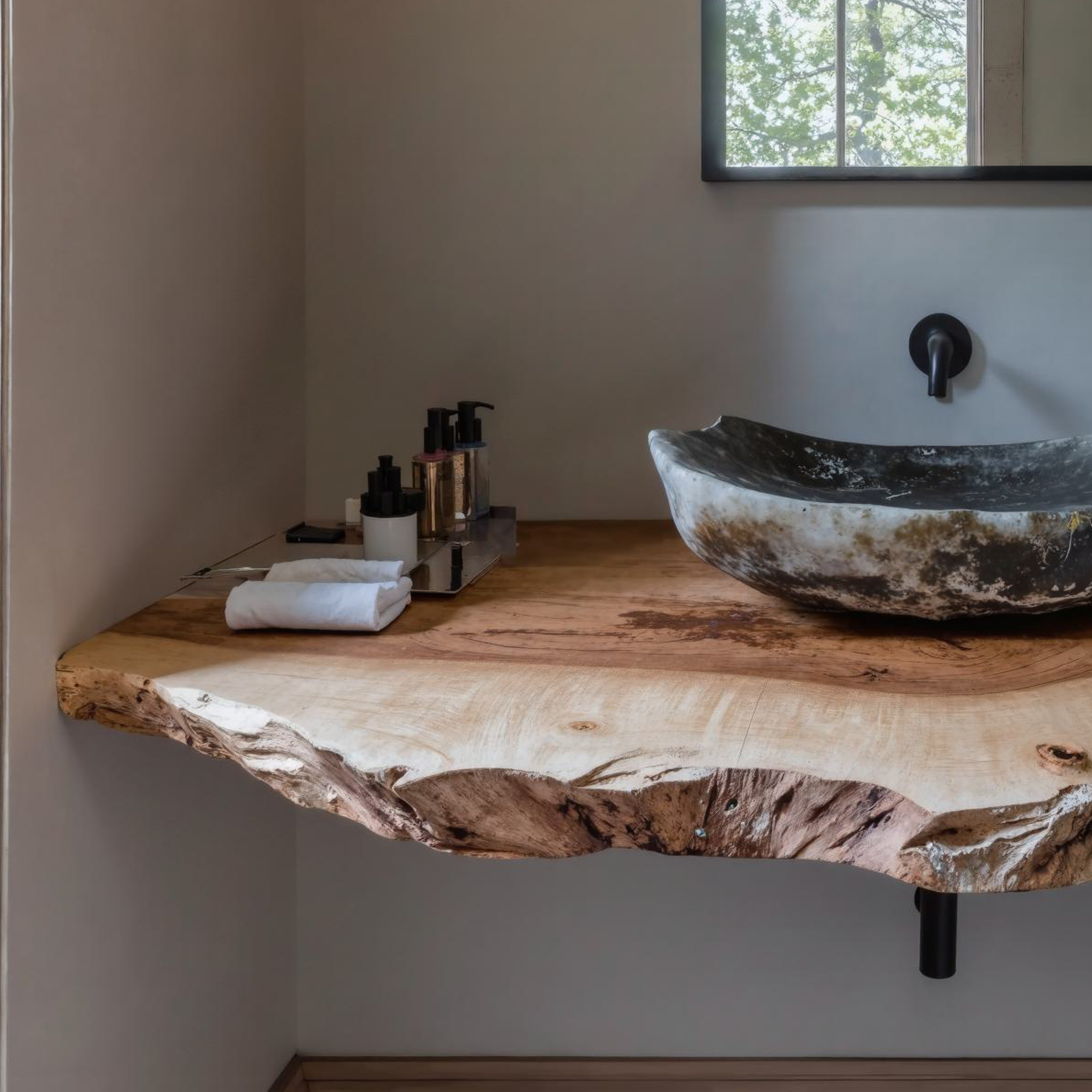 Natural Rustic Bathroom Vanity Floating Shelves For Cozy Spaces SILDTBRV114