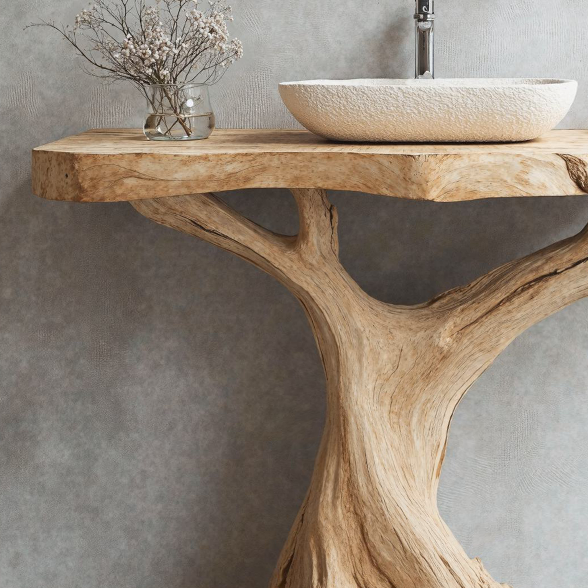 Rustic Handcrafted Wood Bathroom Vanity With Bathroom Spaces SILDTBRV104