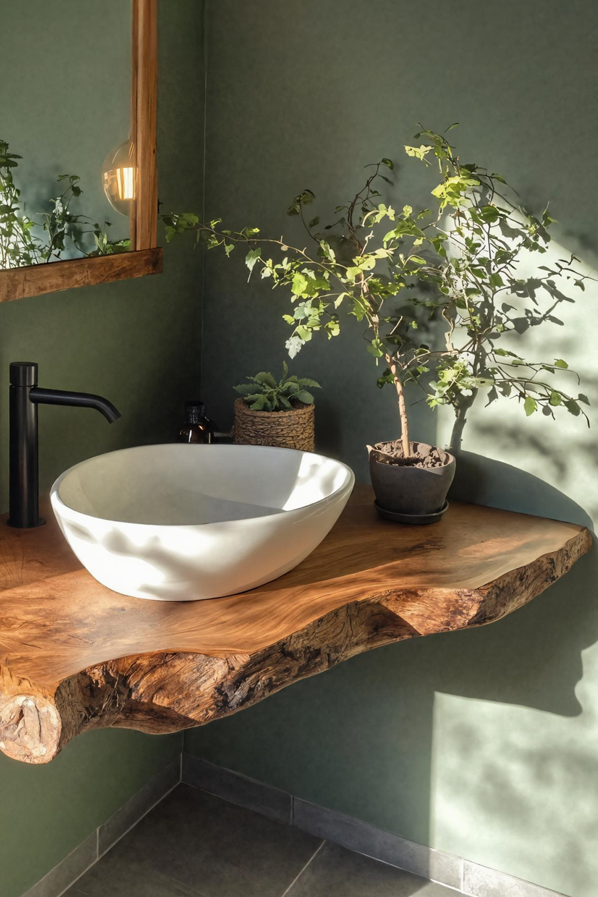 Wooden Floating Vanity With Live Edge For Bathroom SILDTTRBAS033