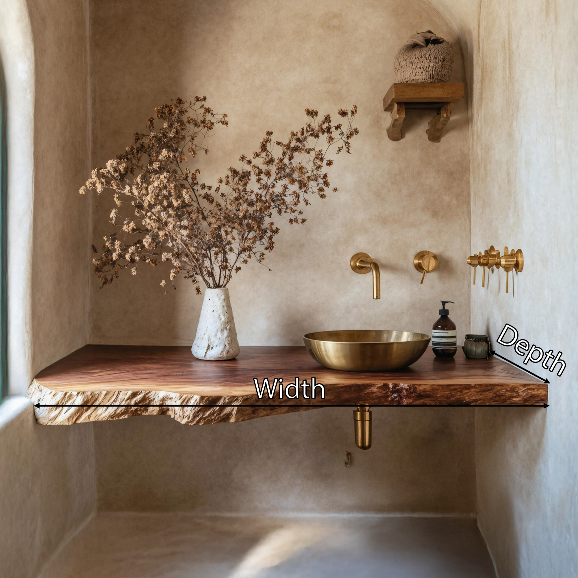 Rustic Live Edge Bathroom Vanity With Storage Shelf SILDTTRBAS013