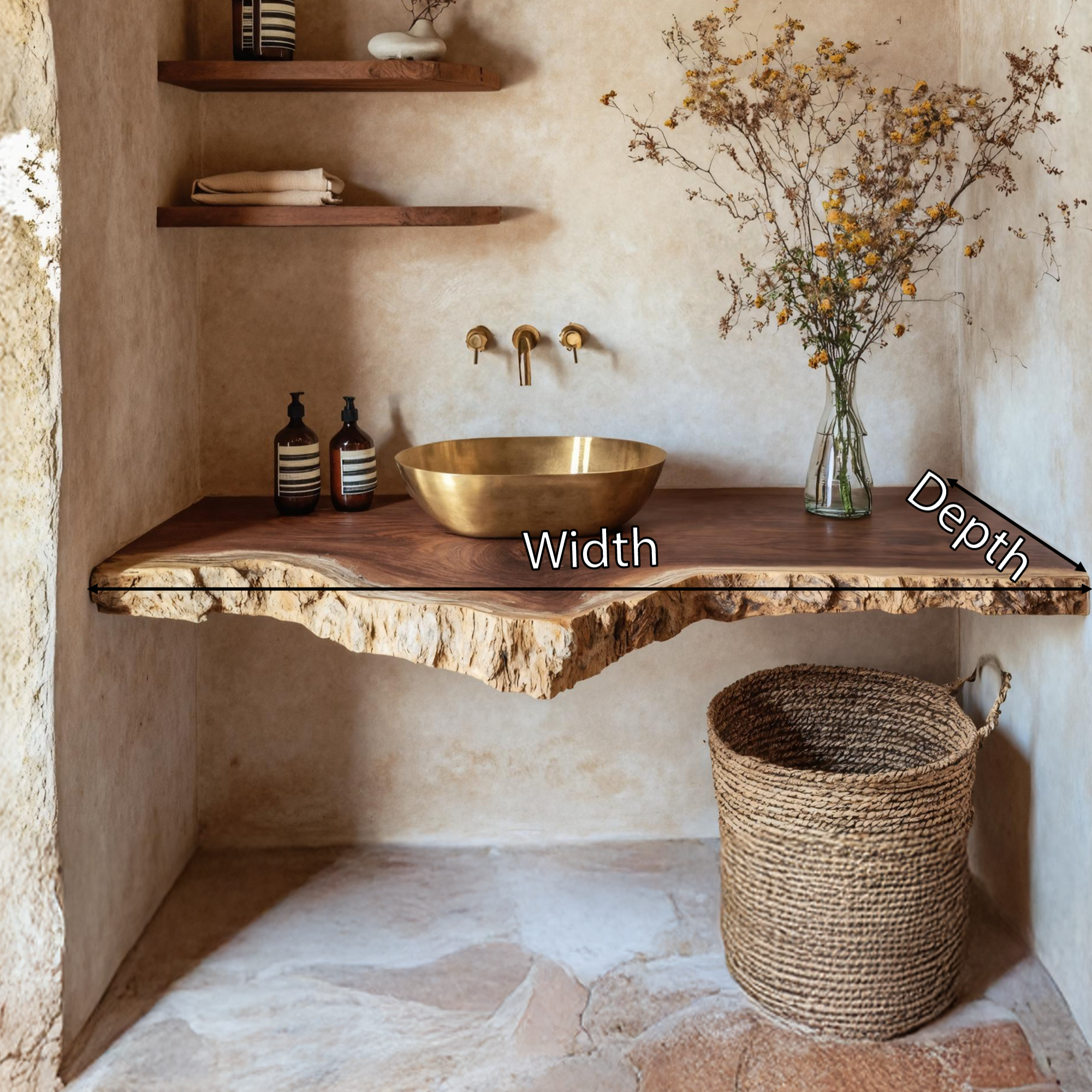 Rustic Wooden Floating Vanity For Small Bathroom Spaces SILDTTRBAS005