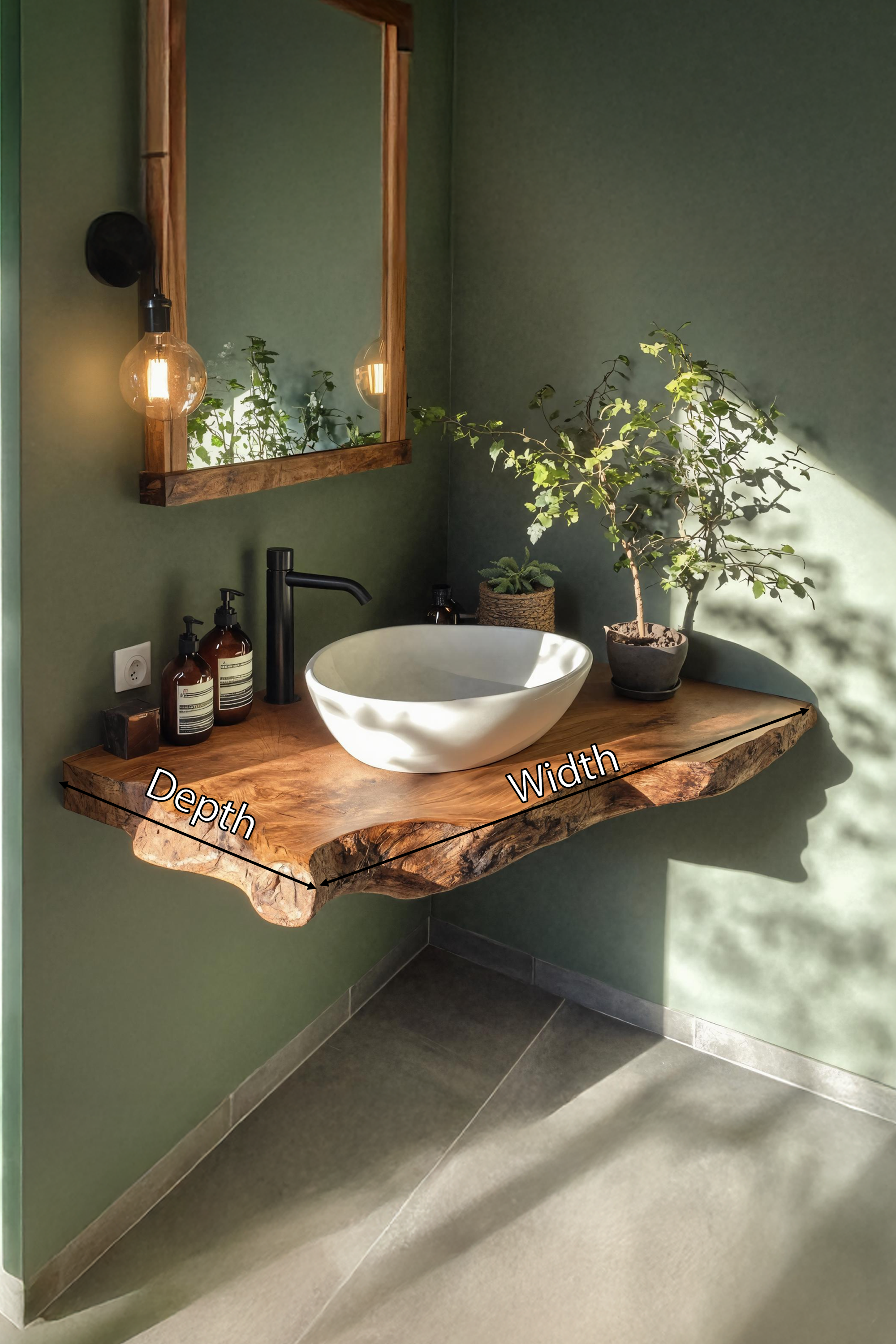 Wooden Floating Vanity With Live Edge For Bathroom SILDTTRBAS033