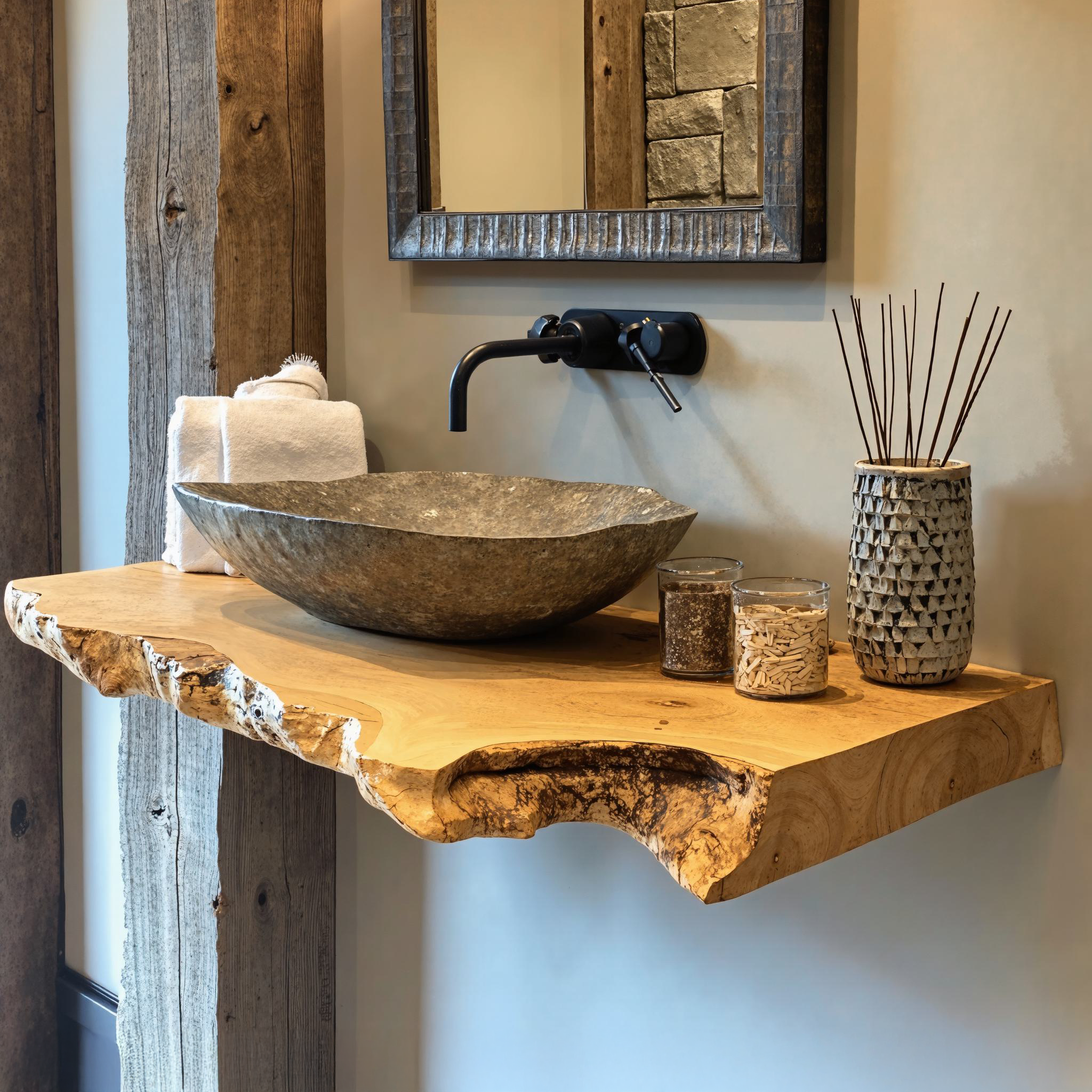 Rustic Floating Bathroom Vanity Shelf SILDTBRV042