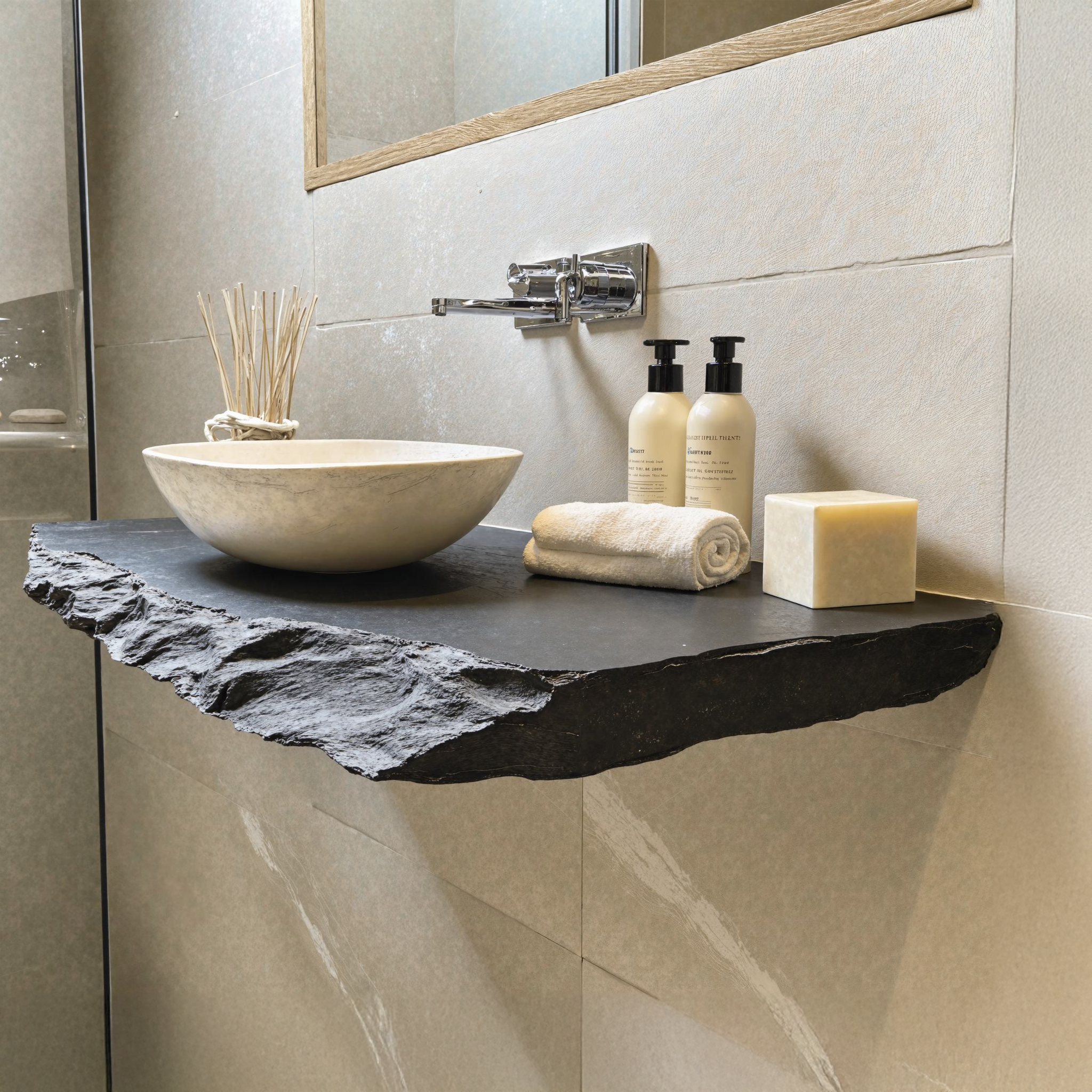 Rustic Wood Bathroom Vanity Shelf SILDTBRV035