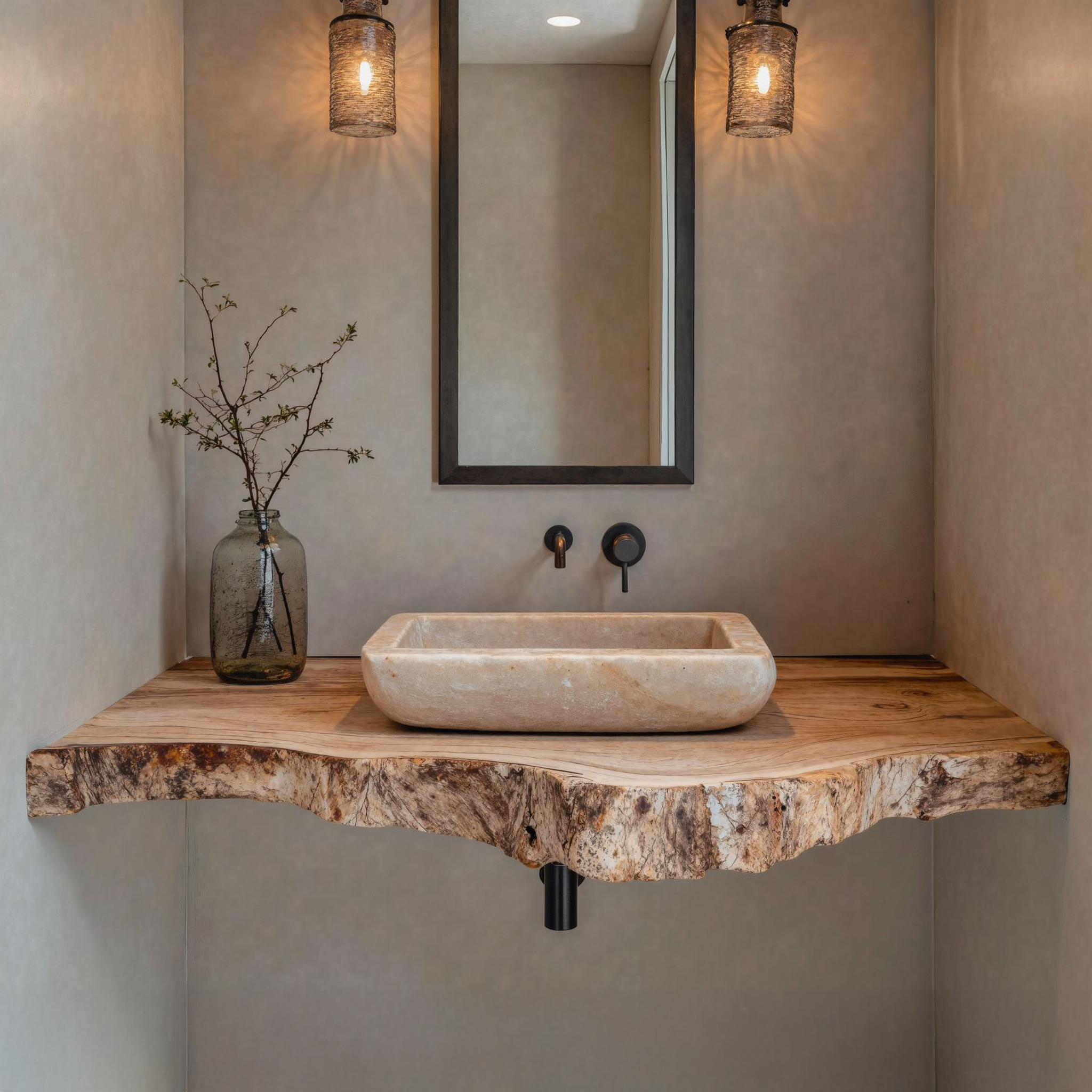 Rustic Farmhouse Bathroom Floating Shelf With Live Edge SILDTBRV113