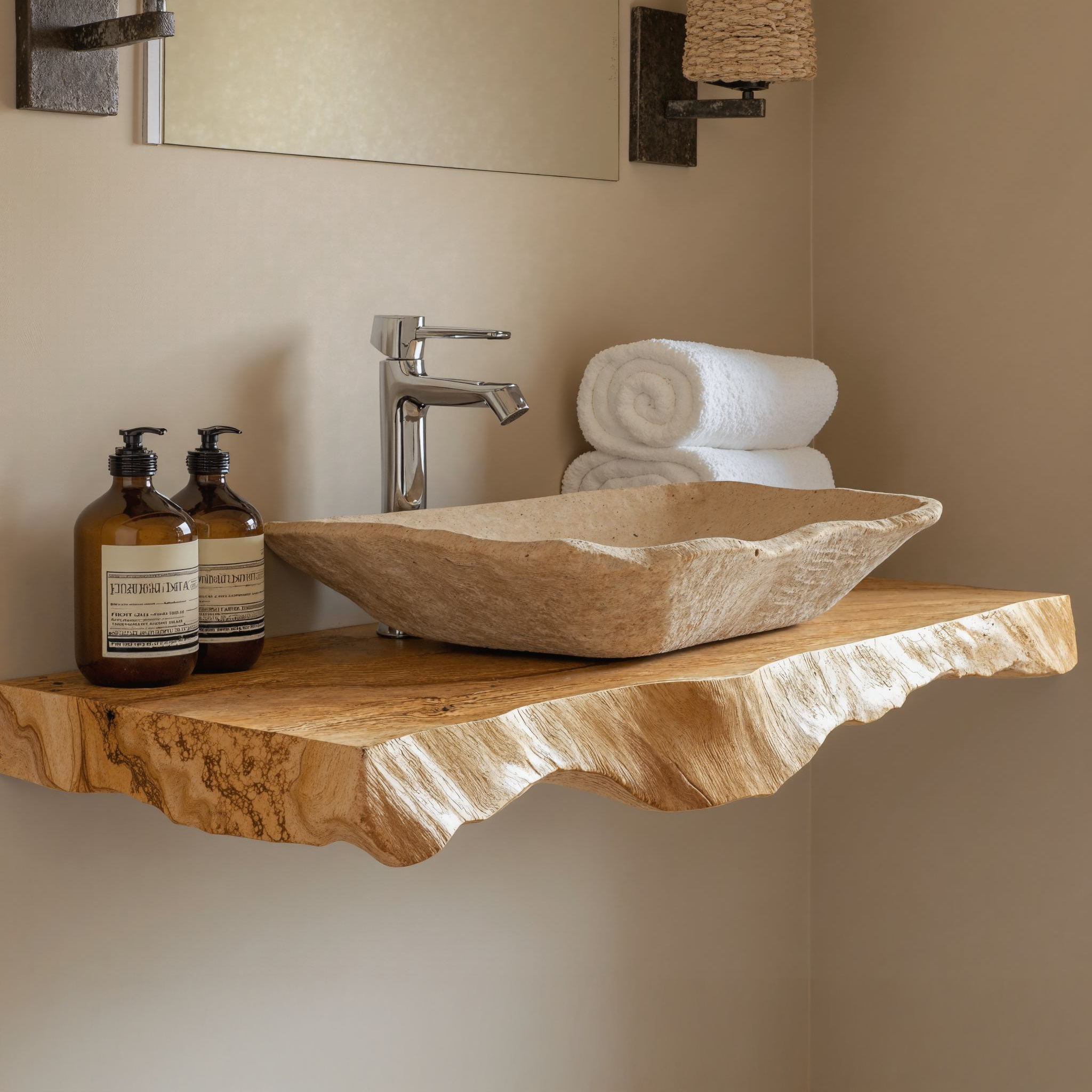 Handcrafted Counter Bathroom Sink Shelf SILDTBRV044