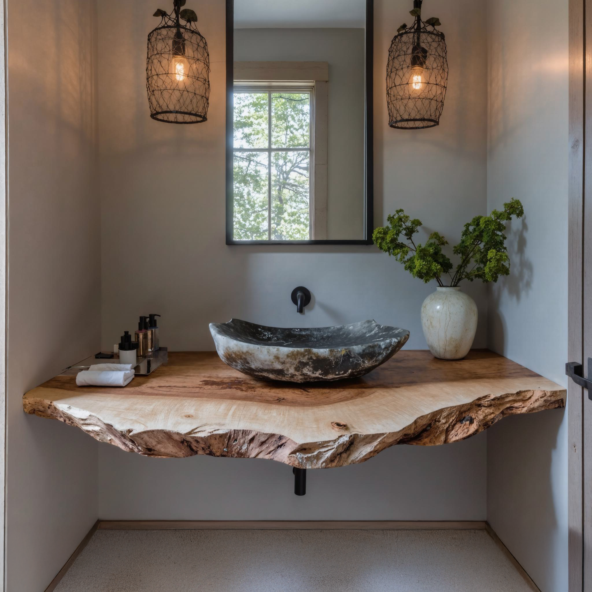 Natural Rustic Bathroom Vanity Floating Shelves For Cozy Spaces SILDTBRV114