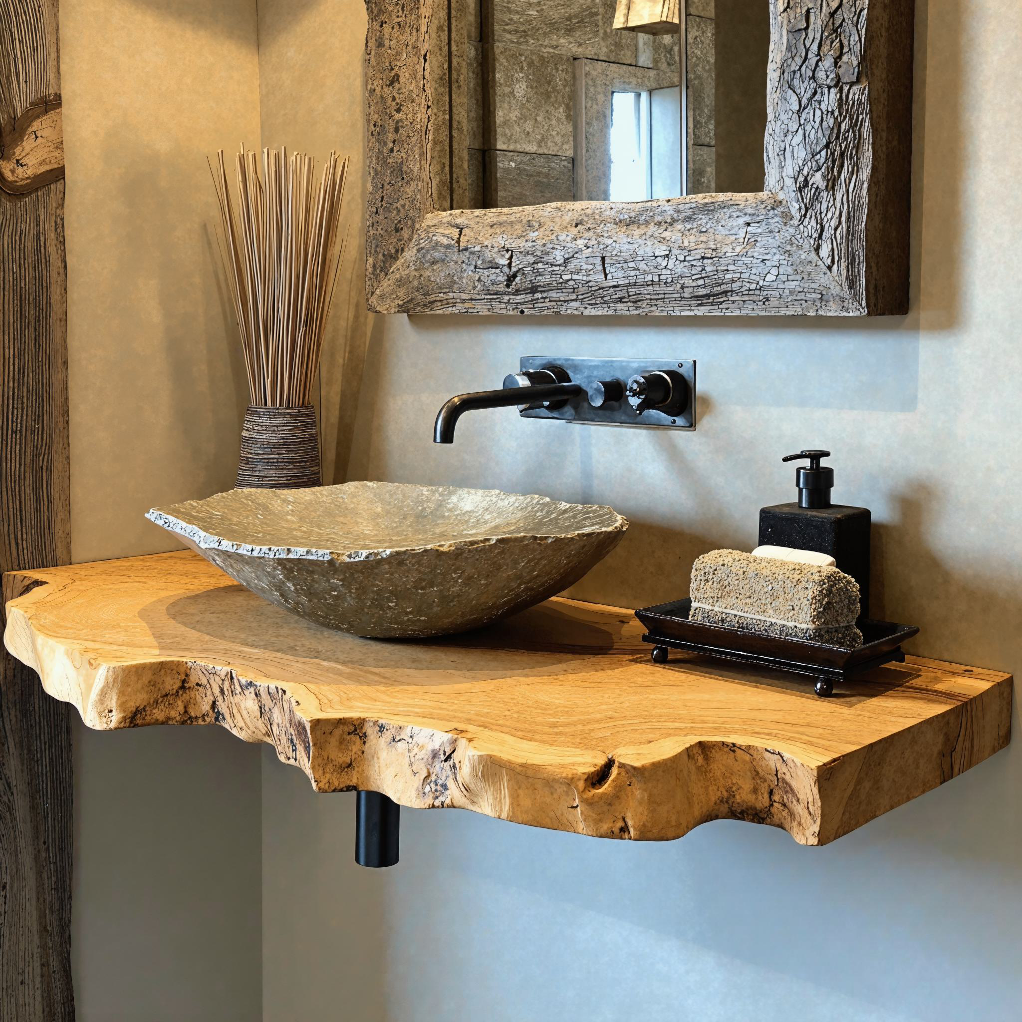Floating Wood Bathroom Sink Shelf SILDTBRV033