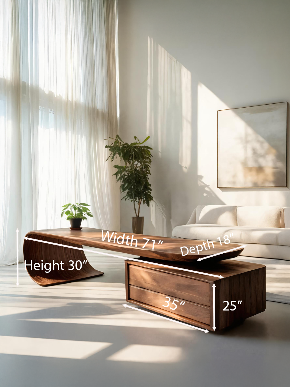 Modern Desk With Sculptural Curved Design For Office SITHTTDE043
