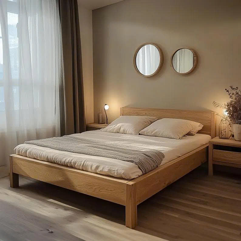 Rustic Bed Frame Wooden Custom Home Decor Home Gifts SINLWB012