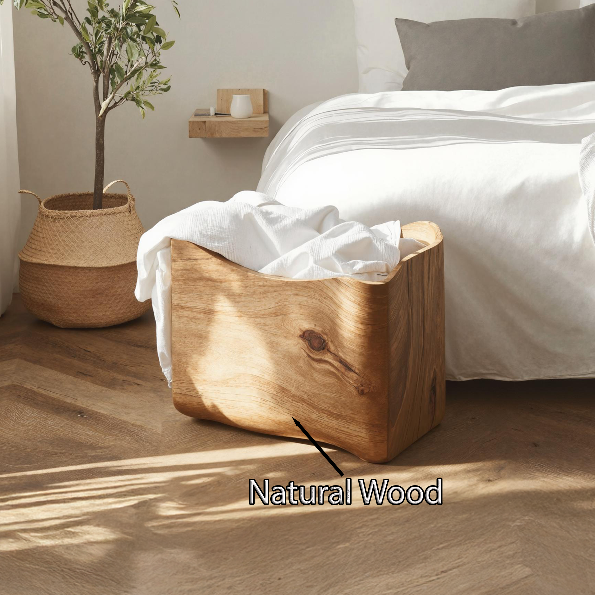 Mid Century Solid Wood Storage Bin For Living Room Decor SILDTSBN001