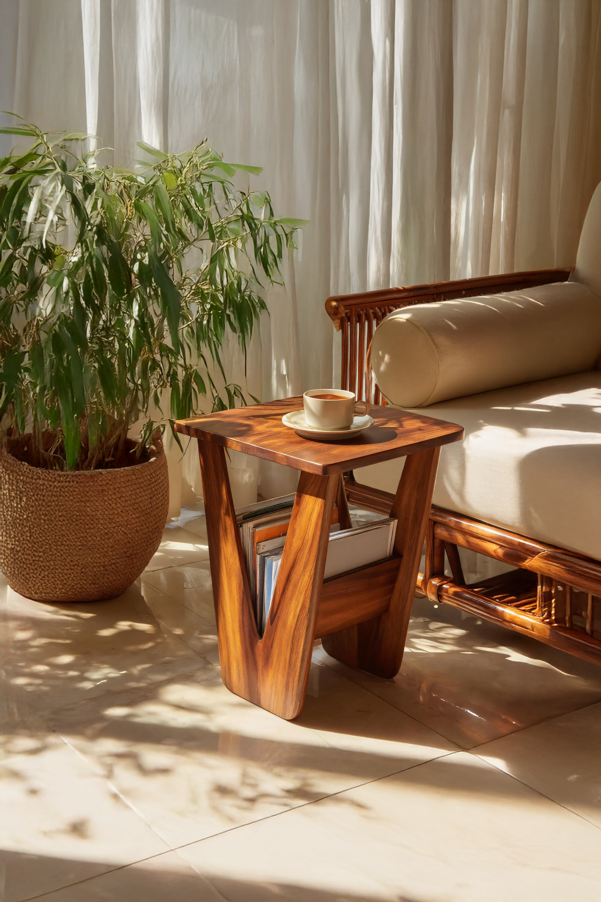 Handcrafted Solid Wood Side Table For Entryway And Living Room Decor SILDTTRSTA008