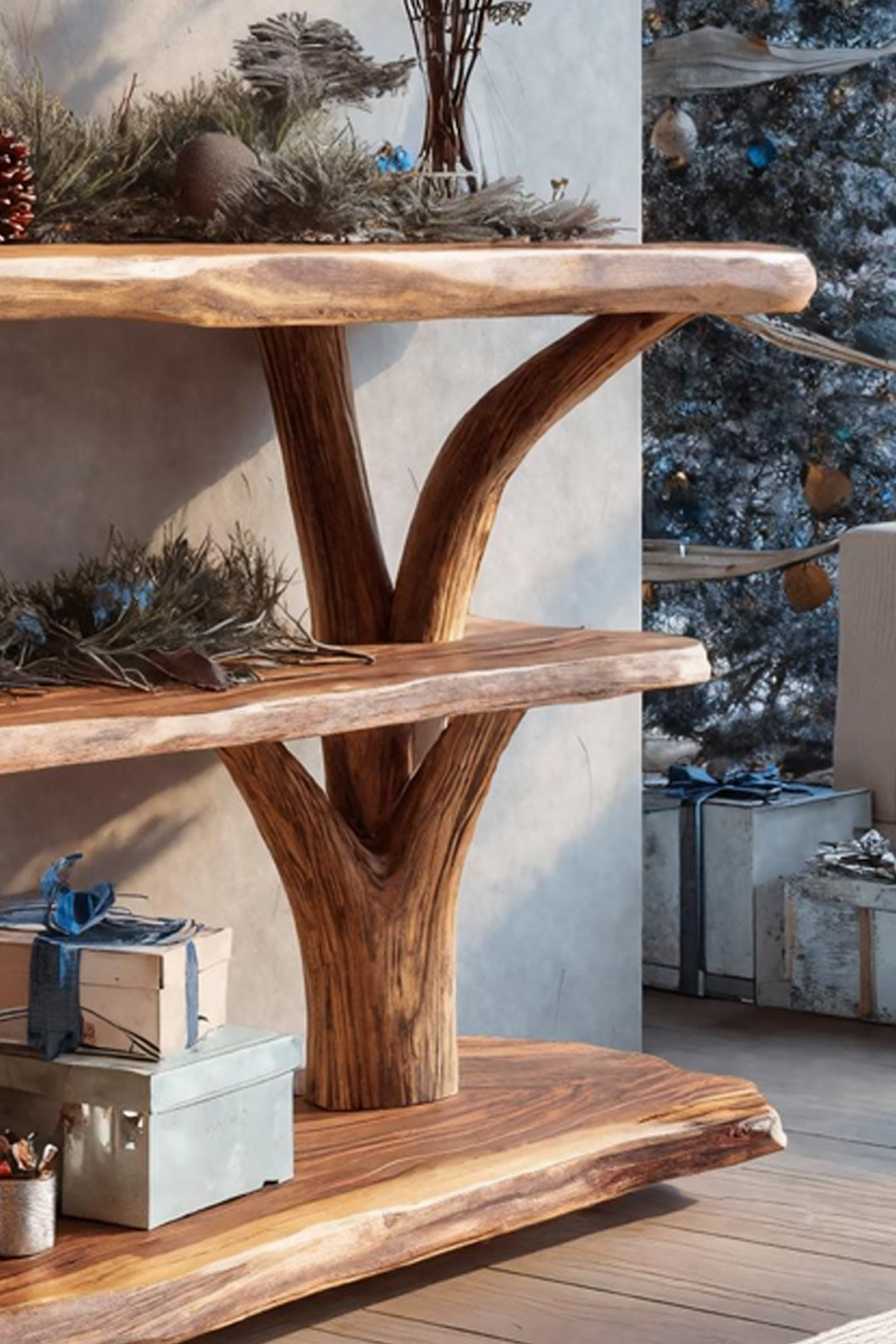 Handcrafted Solid Wood Console Table For Christmas Bedroom Furniture Style SILDTTRCSC015