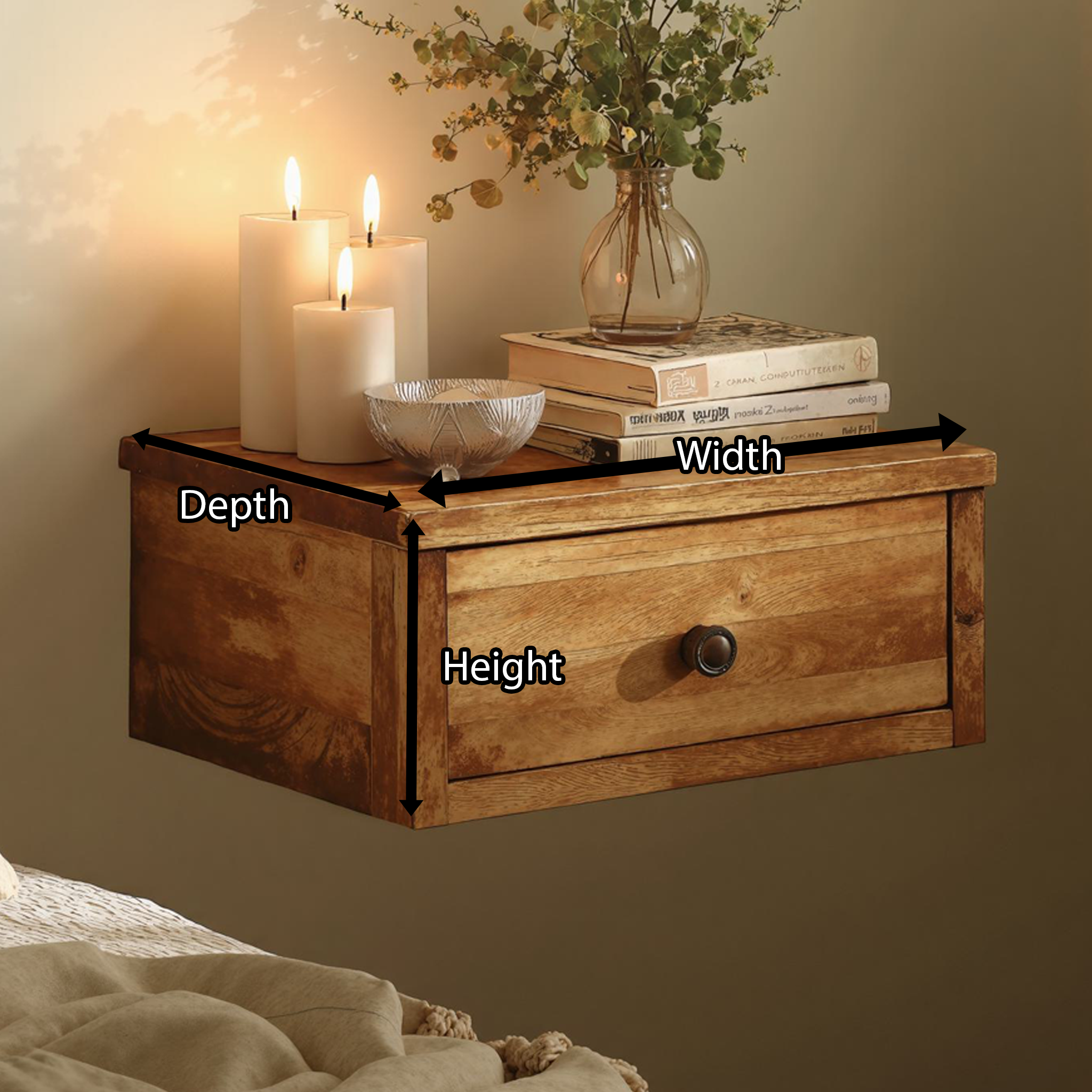 Minimalist Floating Nightstand With Wooden Drawer SILDTNS015