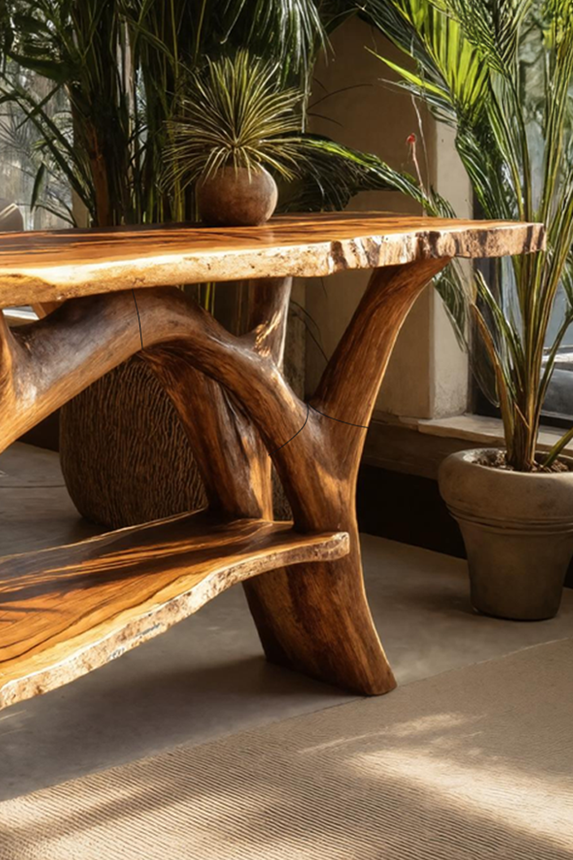 Mid Century Wooden Live Edge Console Table For Entryway Design SILDTTRCS028