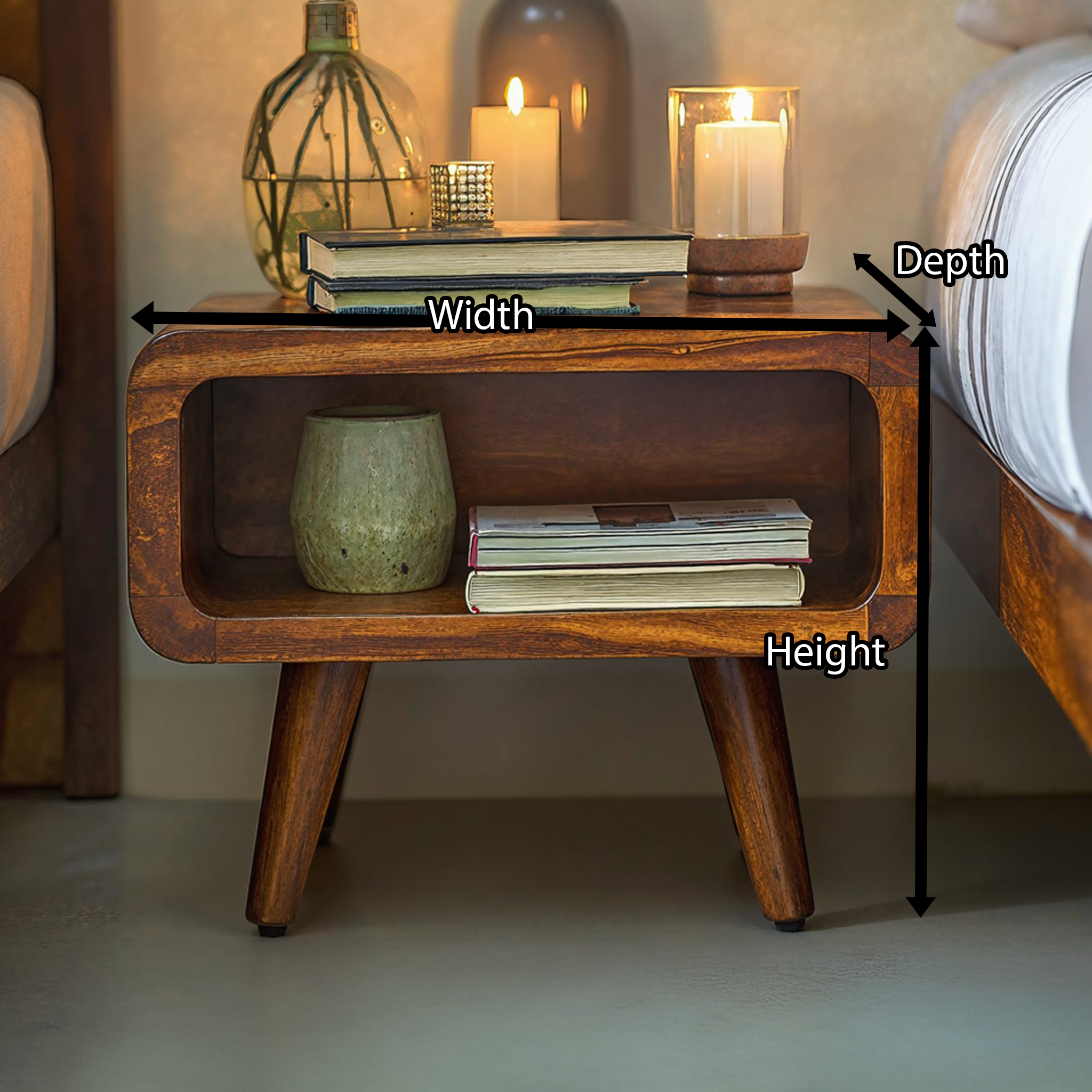 Rustic Farmhouse Wooden Nightstand With Storage Shelf SILDTNS017
