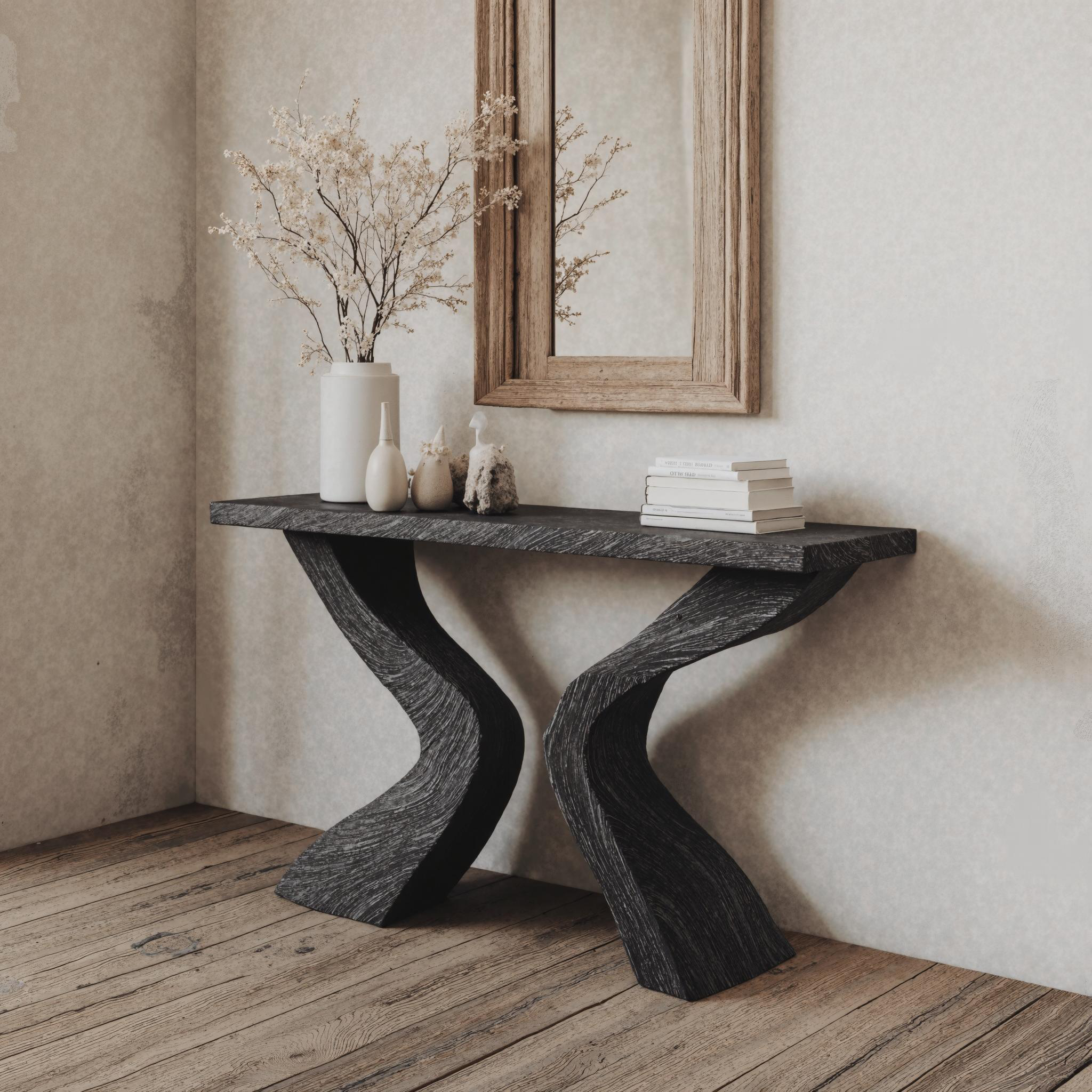Rustic Black Wood Console Table For Entryway Accent SILDTCS161
