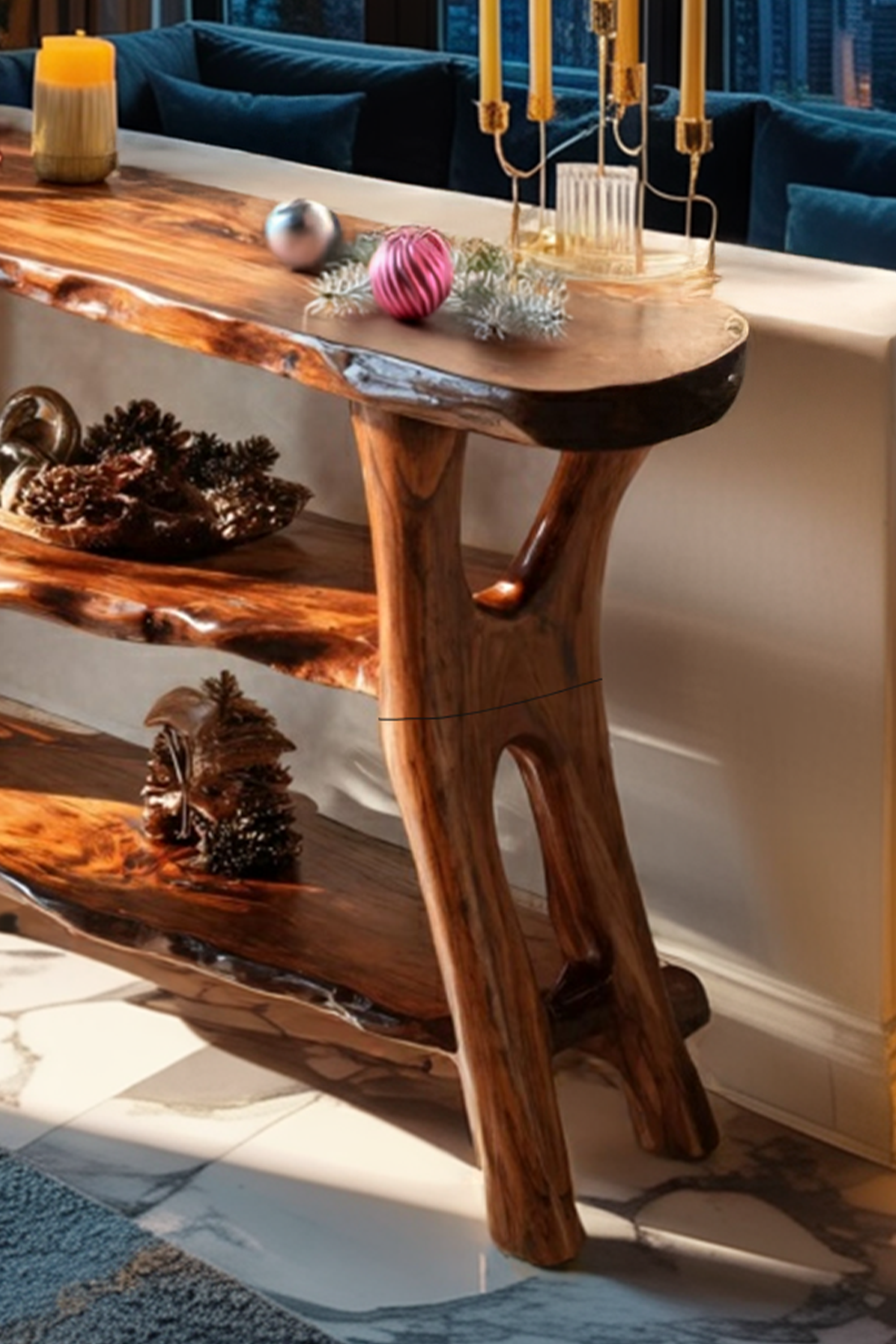 Mid Century Solid Wood Console Table For Xmas Entryway Holiday Living Room SILDTTRCSC037