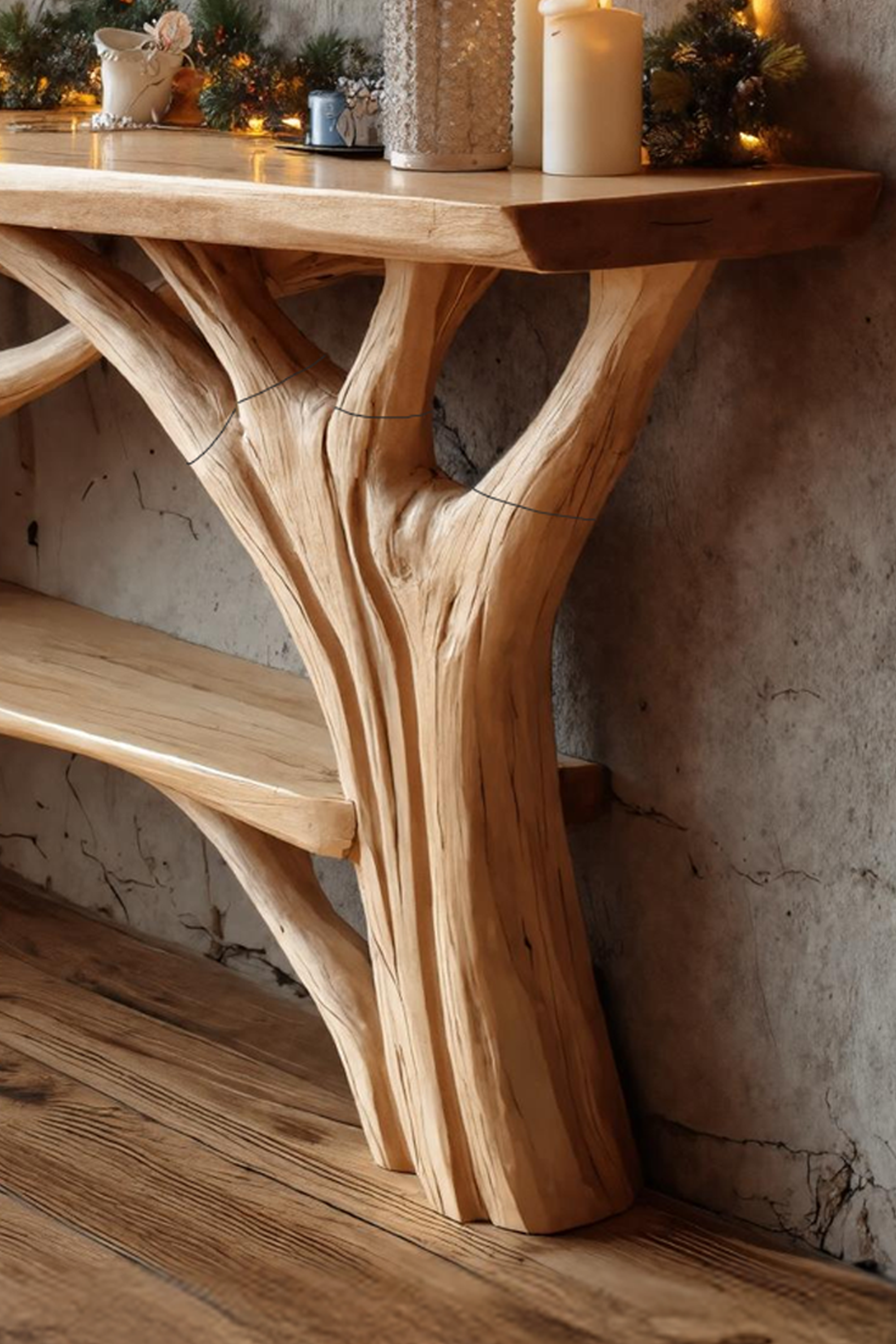 Farmhouse Solid Wood Console Table For Holiday Entryway Furniture Xmas SILDTTRCSC026