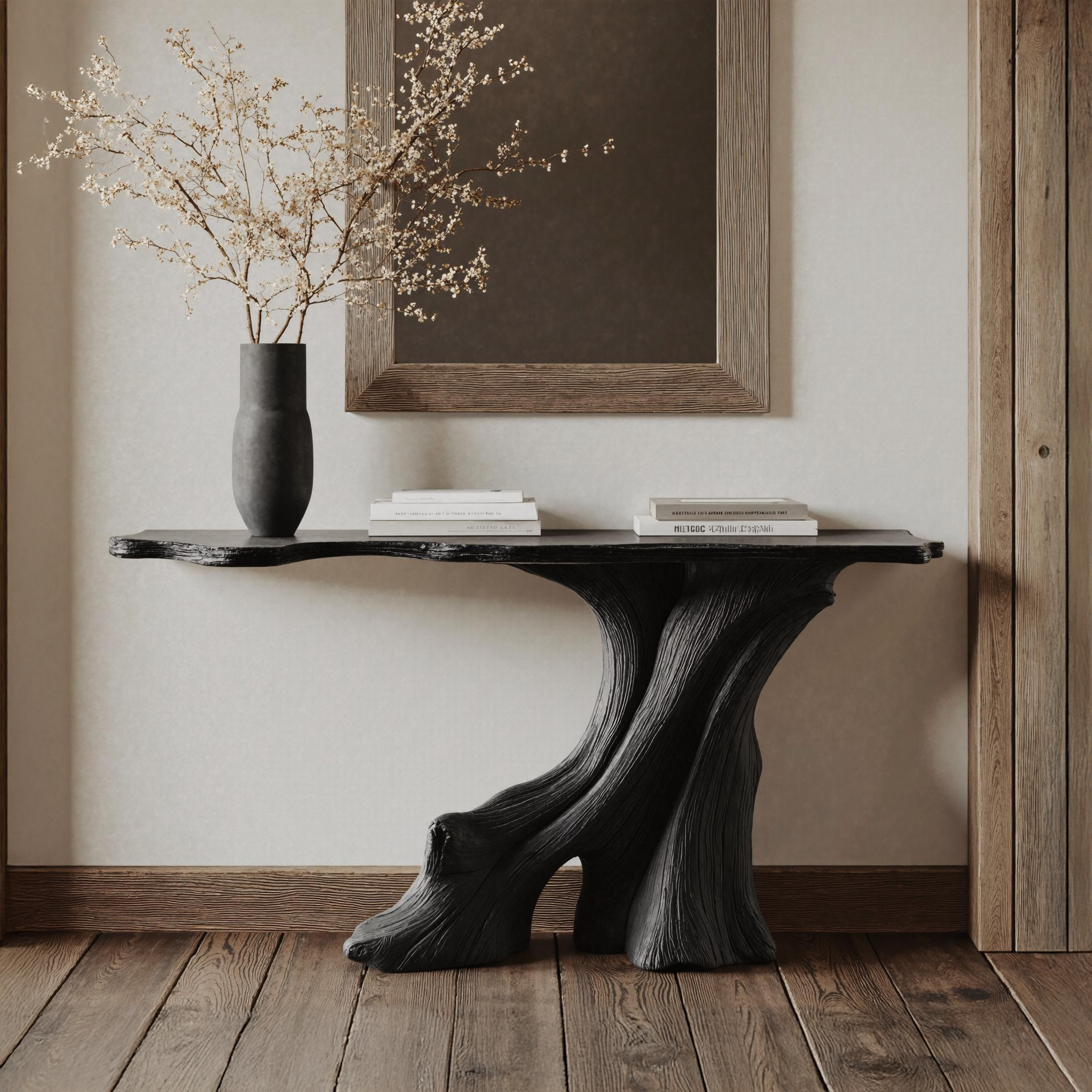 Modern Black Wood Console Table For Living Room Decor SILDTCS160