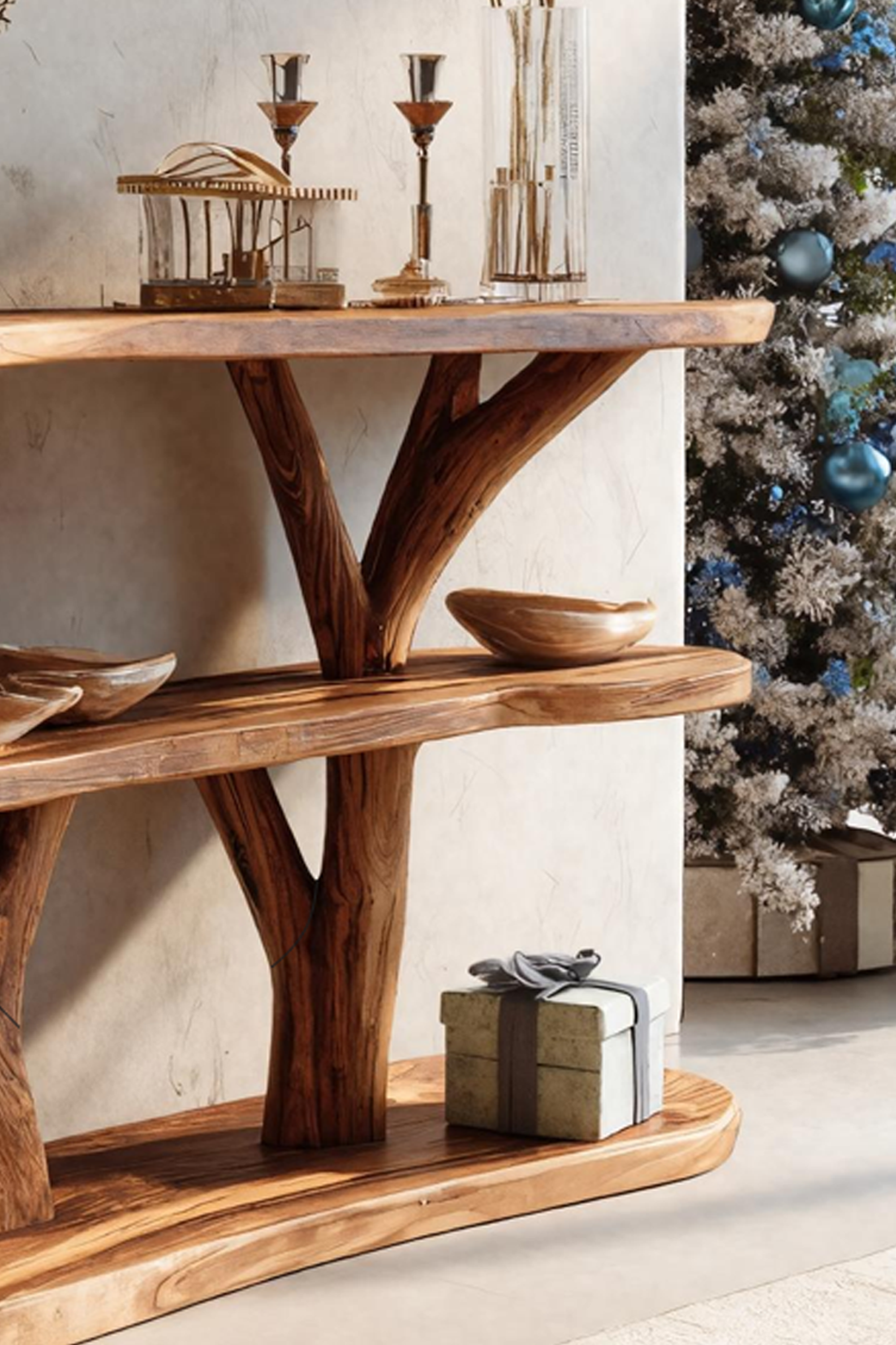 Farmhouse Solid Wood Console Table For Living Room Holiday Seasonal Design SILDTTRCSC010